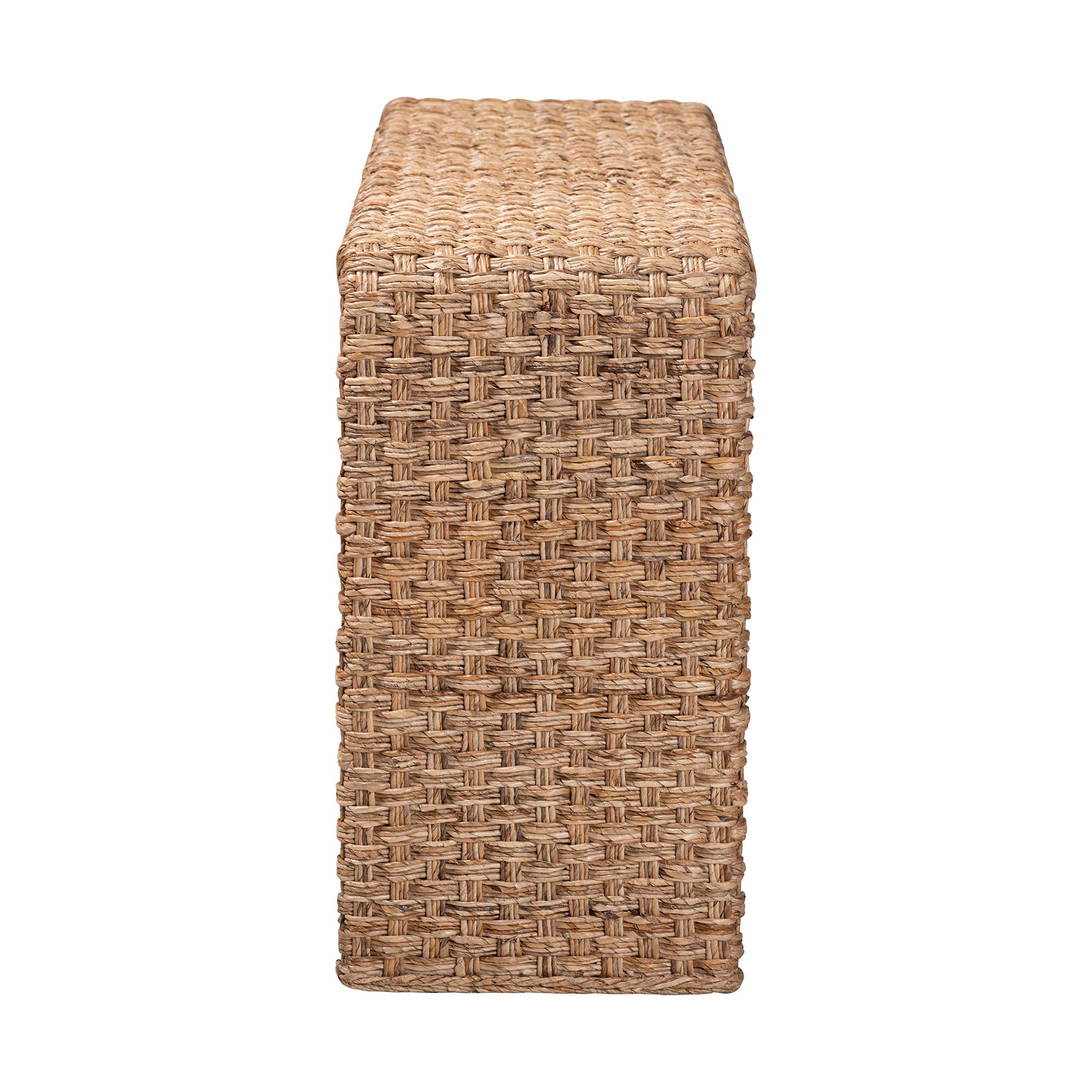 bali & pari Alda Handwoven Seagrass Console Table - Rustic Wicker Waterfall Accent Table for Living Room, Hallway, or Entryway