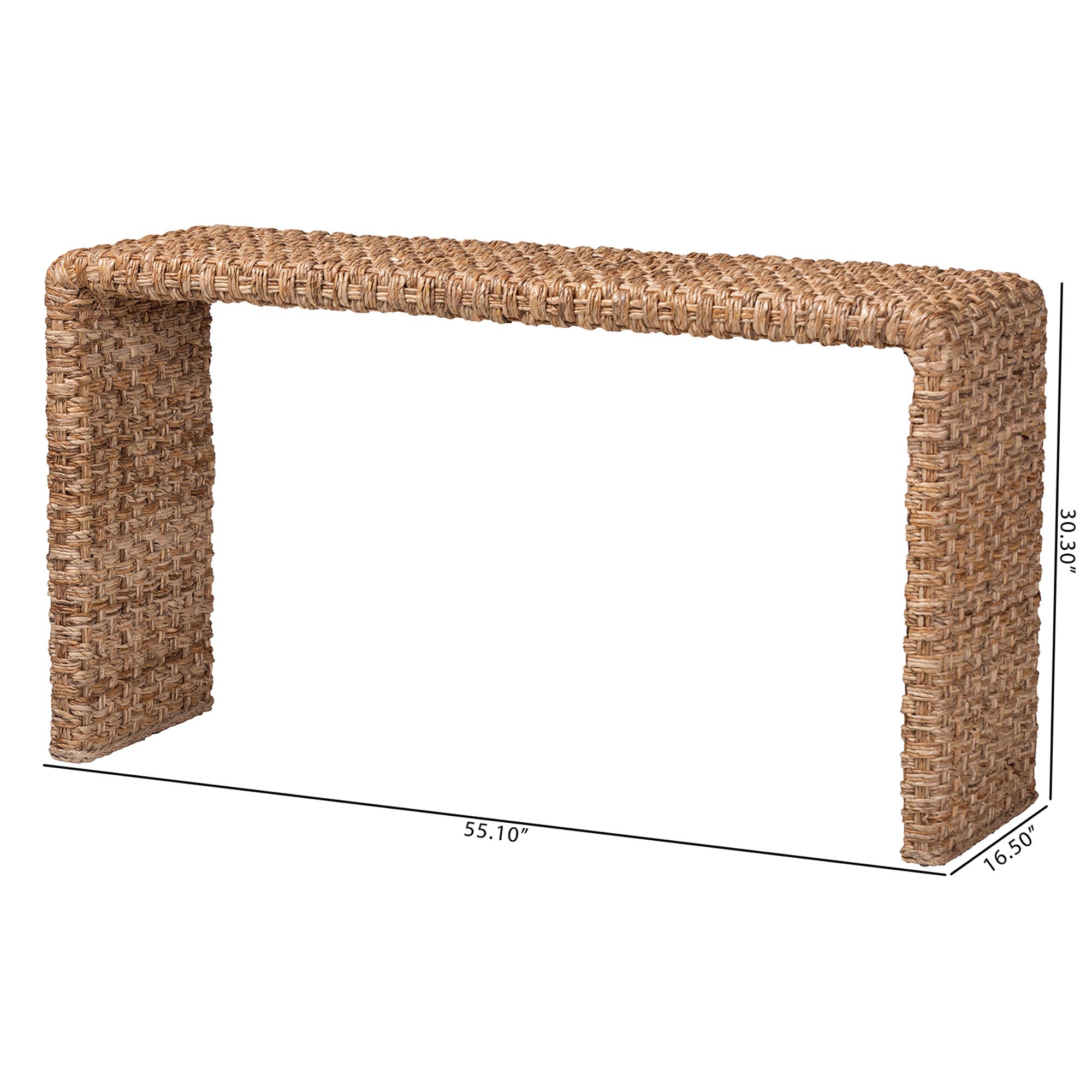 bali & pari Alda Handwoven Seagrass Console Table - Rustic Wicker Waterfall Accent Table for Living Room, Hallway, or Entryway