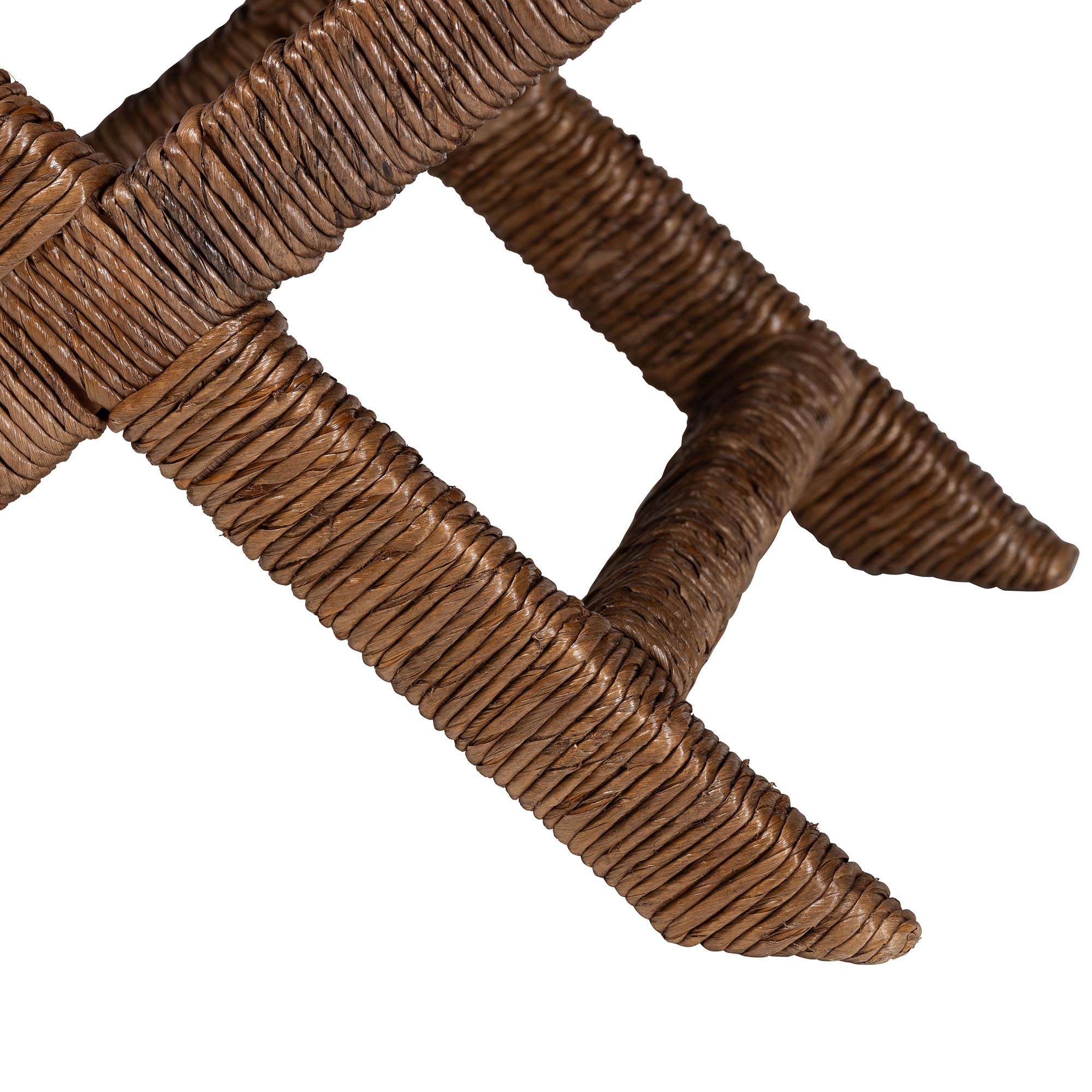 bali & pari Alda Woven Seagrass Ottoman - Handwoven Wicker Accent Stool with X Base, Boho Coastal Seating