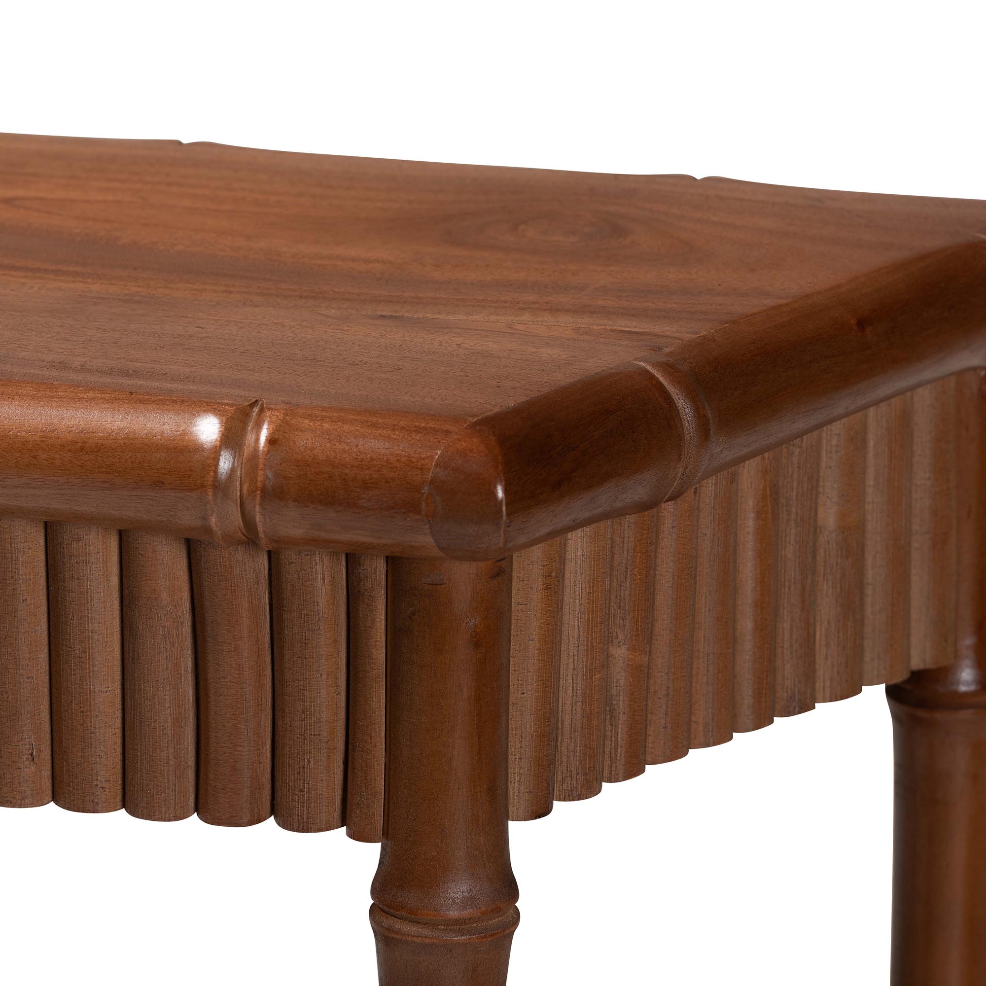 bali & pari Alessa Mahogany Wood Console Table - Fluted Wood Accent Table with Bamboo Motif and Two-Tier Display for Living Room, Entryway, or Hallway, 32 in.