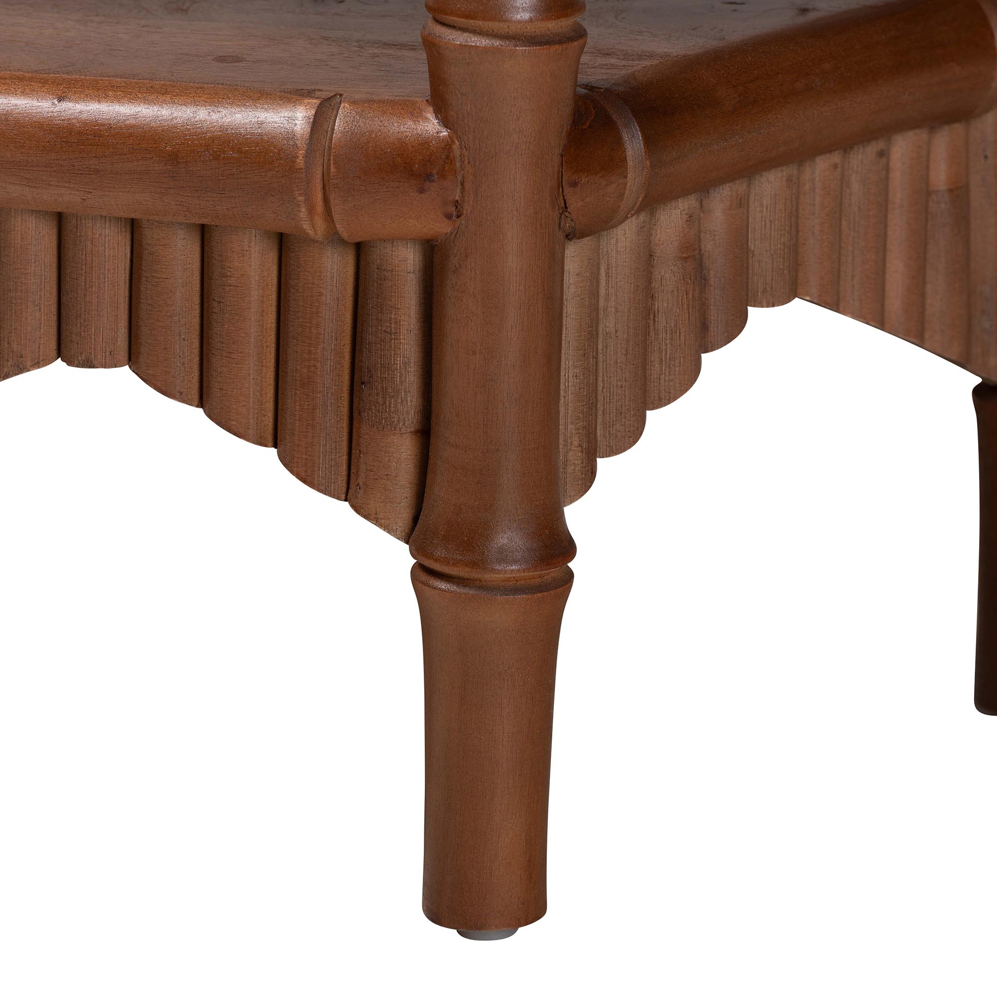 bali & pari Alessa Mahogany Wood Console Table - Fluted Wood Accent Table with Bamboo Motif and Two-Tier Display for Living Room, Entryway, or Hallway, 32 in.