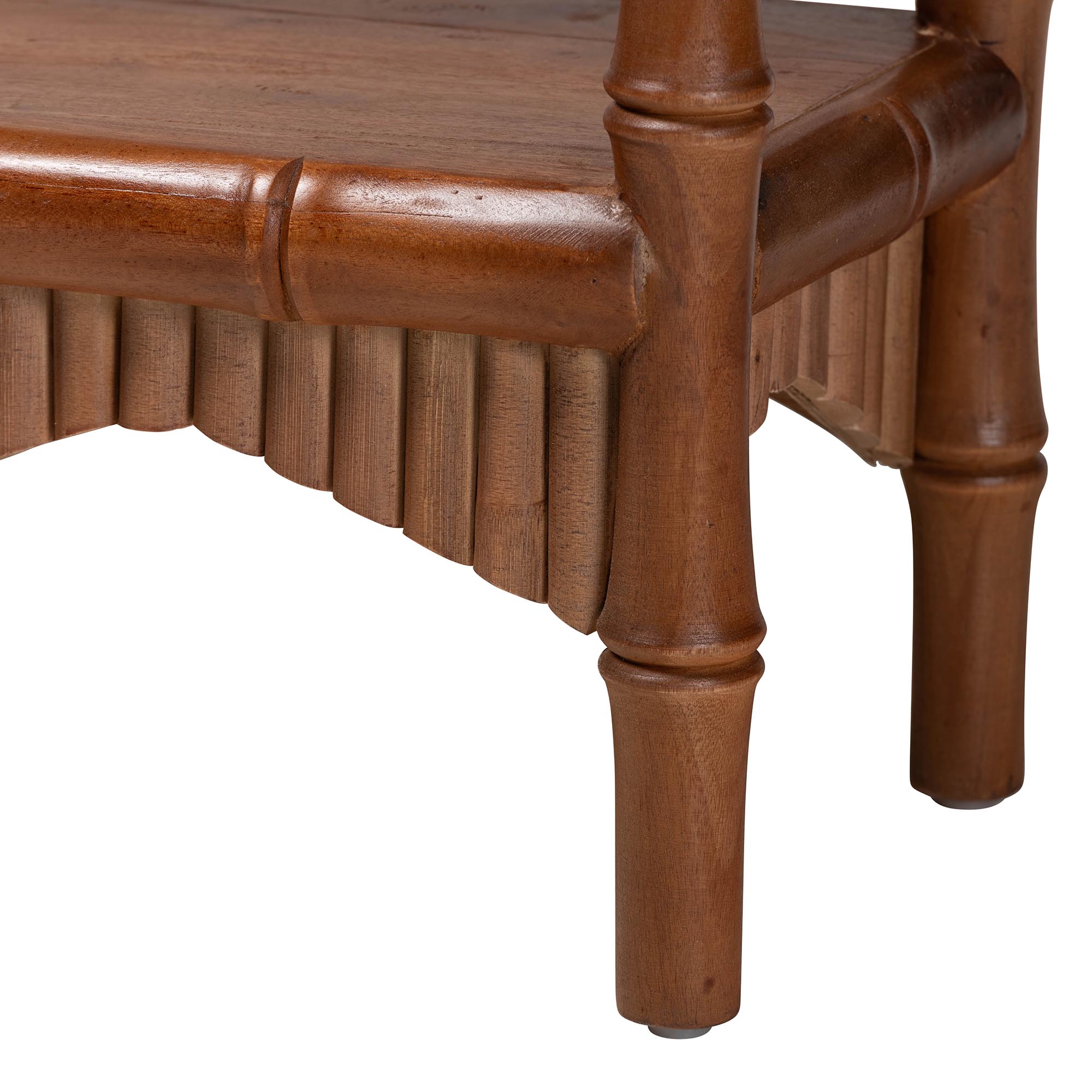 bali & pari Alessa Mahogany Wood Console Table - Fluted Wood Accent Table with Bamboo Motif and Two-Tier Display for Living Room, Entryway, or Hallway, 54 in.