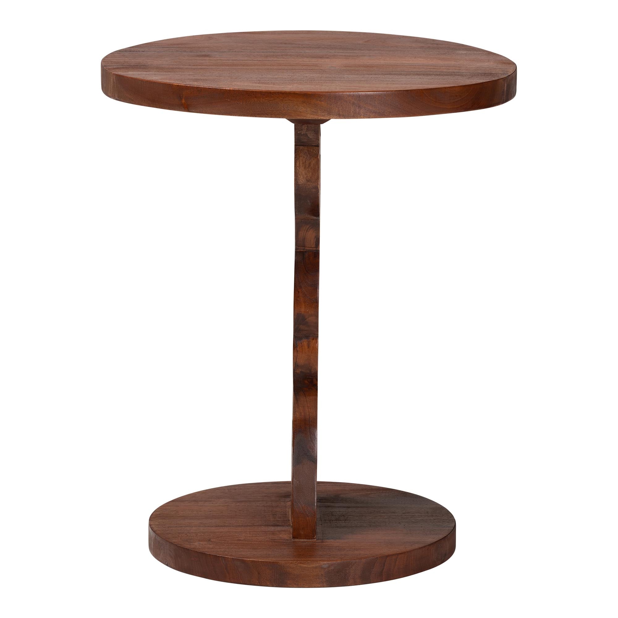 bali & pari Donna Nightstand with Pedestal Base - Mahogany Wood Bedside Side Table with Round Tabletop