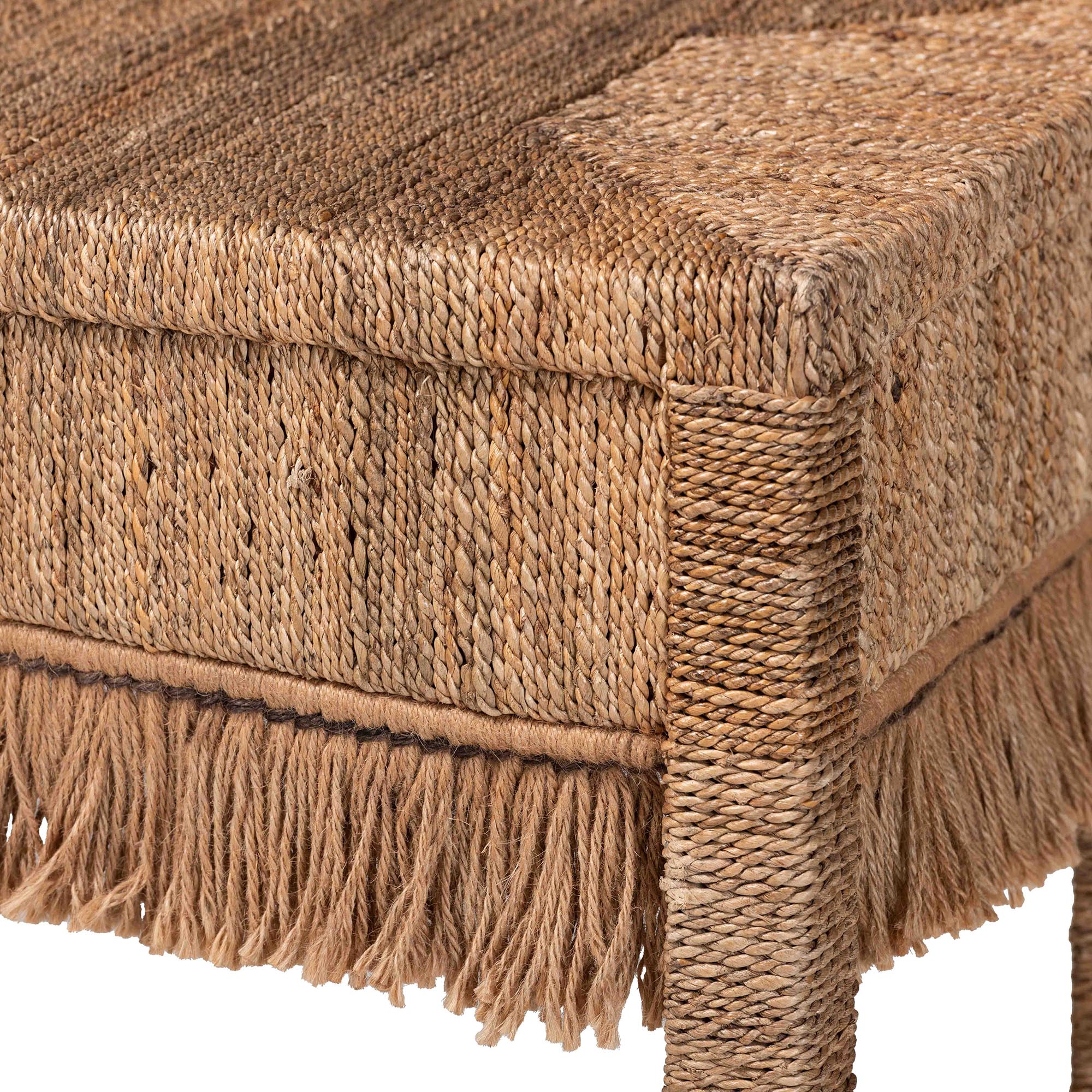 bali & pari Fiona Handwoven Seagrass Console Table - Coastal Boho Accent Table with Fringe Detailing for Living Room, Entryway, or Hallway