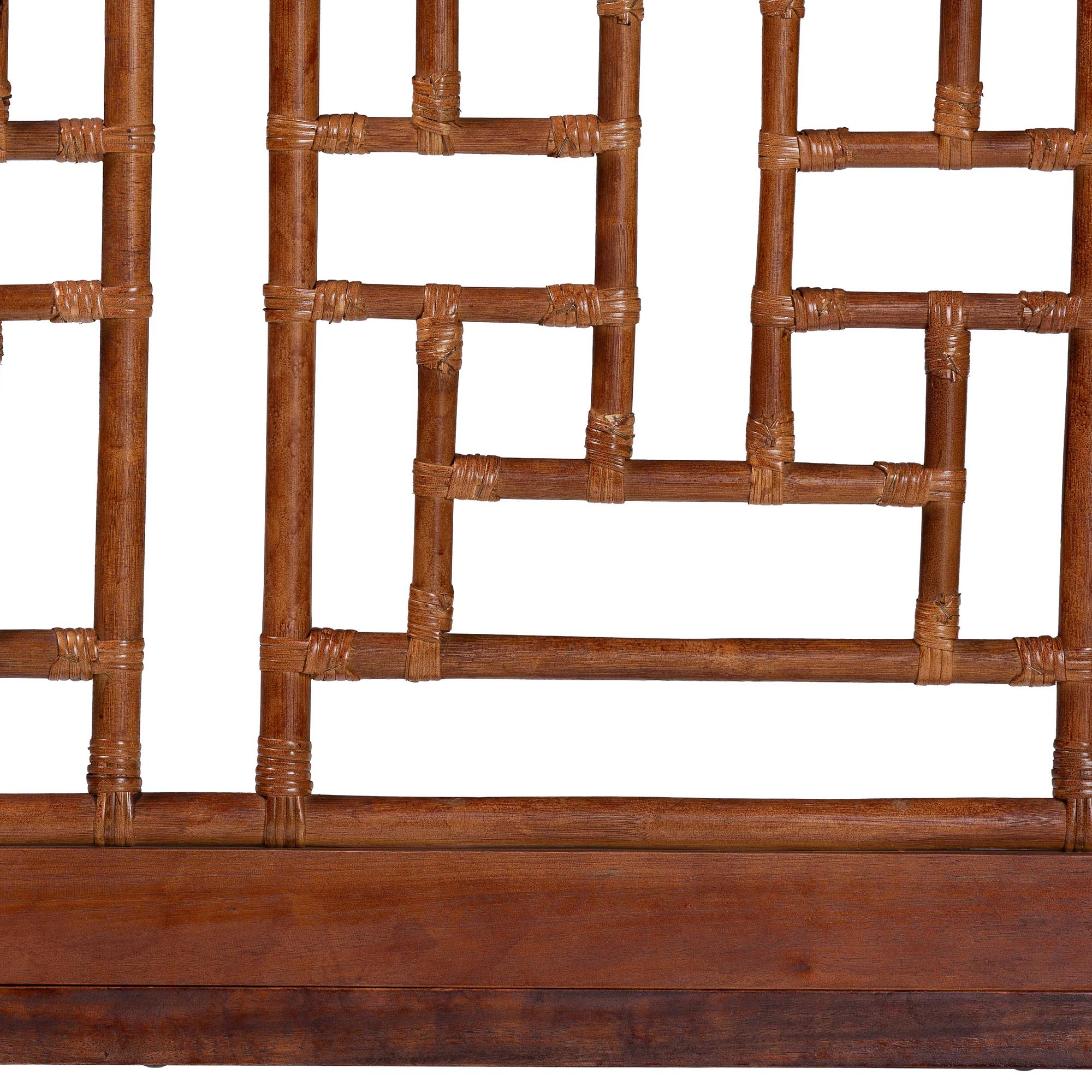 bali & pari Jamuna Marbled Tortoise Natural Rattan Headboard - Handcrafted Coastal Boho Style Bedroom Backdrop, King