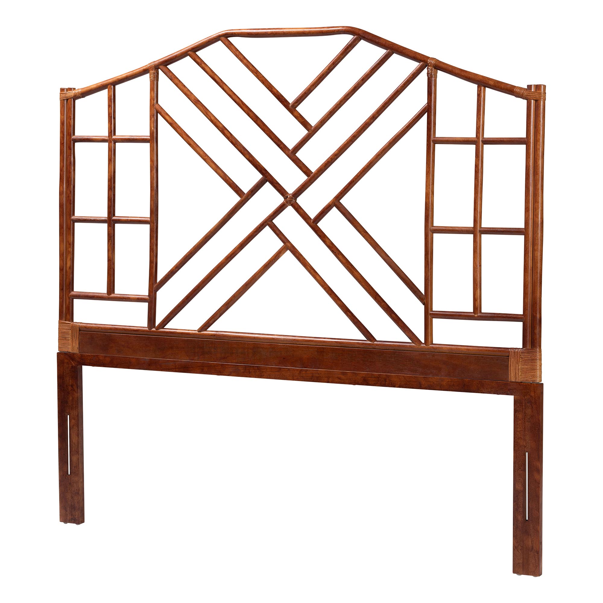 bali & pari Kachiri Marbled Tortoise Natural Rattan Headboard - Handcrafted Coastal Boho Style Bedroom Backdrop, Queen