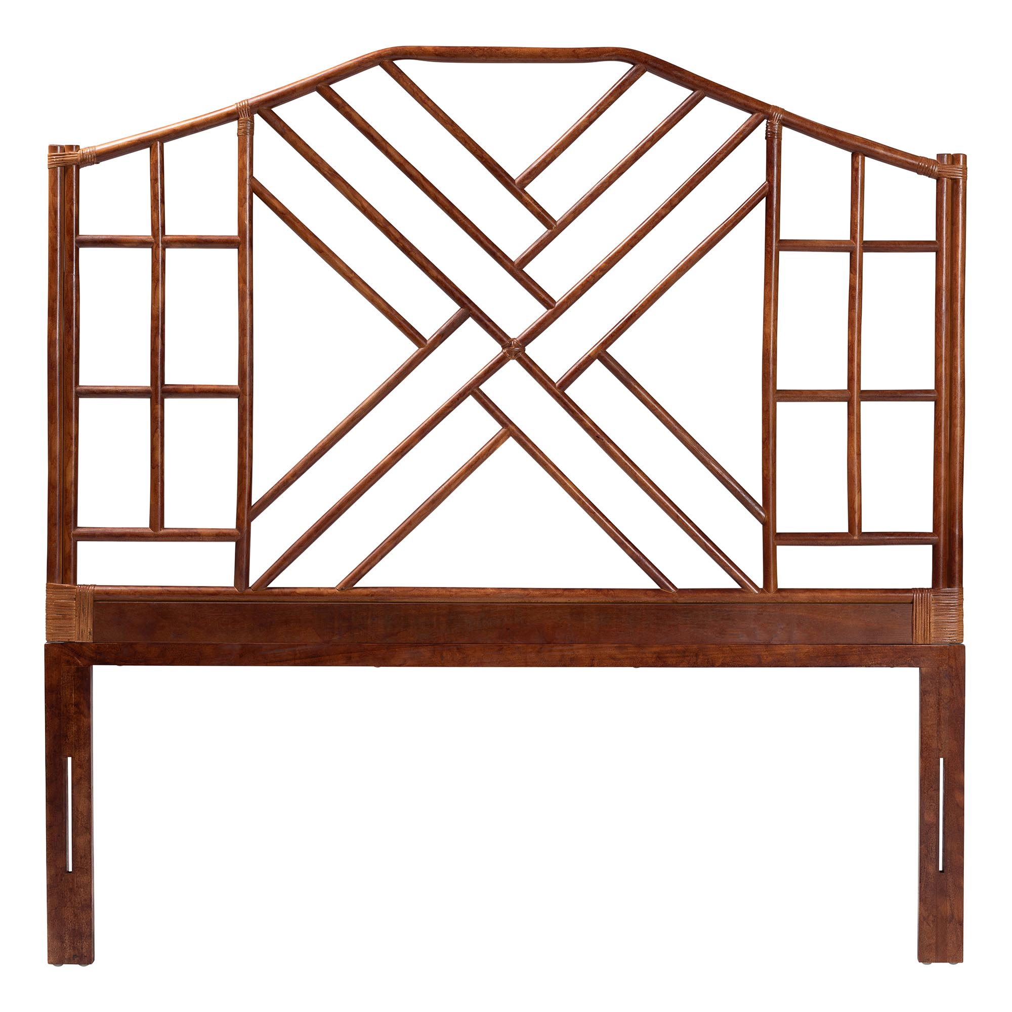 bali & pari Kachiri Marbled Tortoise Natural Rattan Headboard - Handcrafted Coastal Boho Style Bedroom Backdrop, King