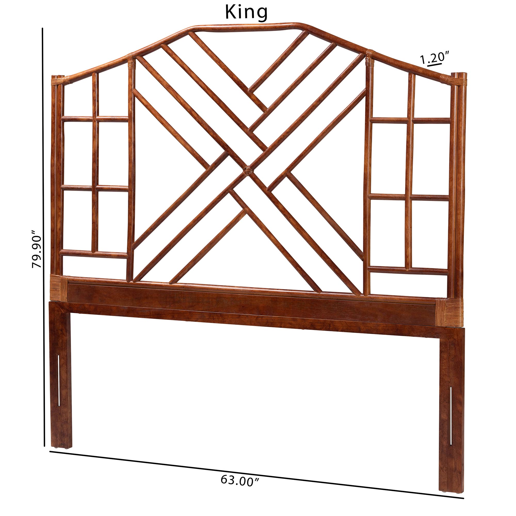 bali & pari Kachiri Marbled Tortoise Natural Rattan Headboard - Handcrafted Coastal Boho Style Bedroom Backdrop, Queen