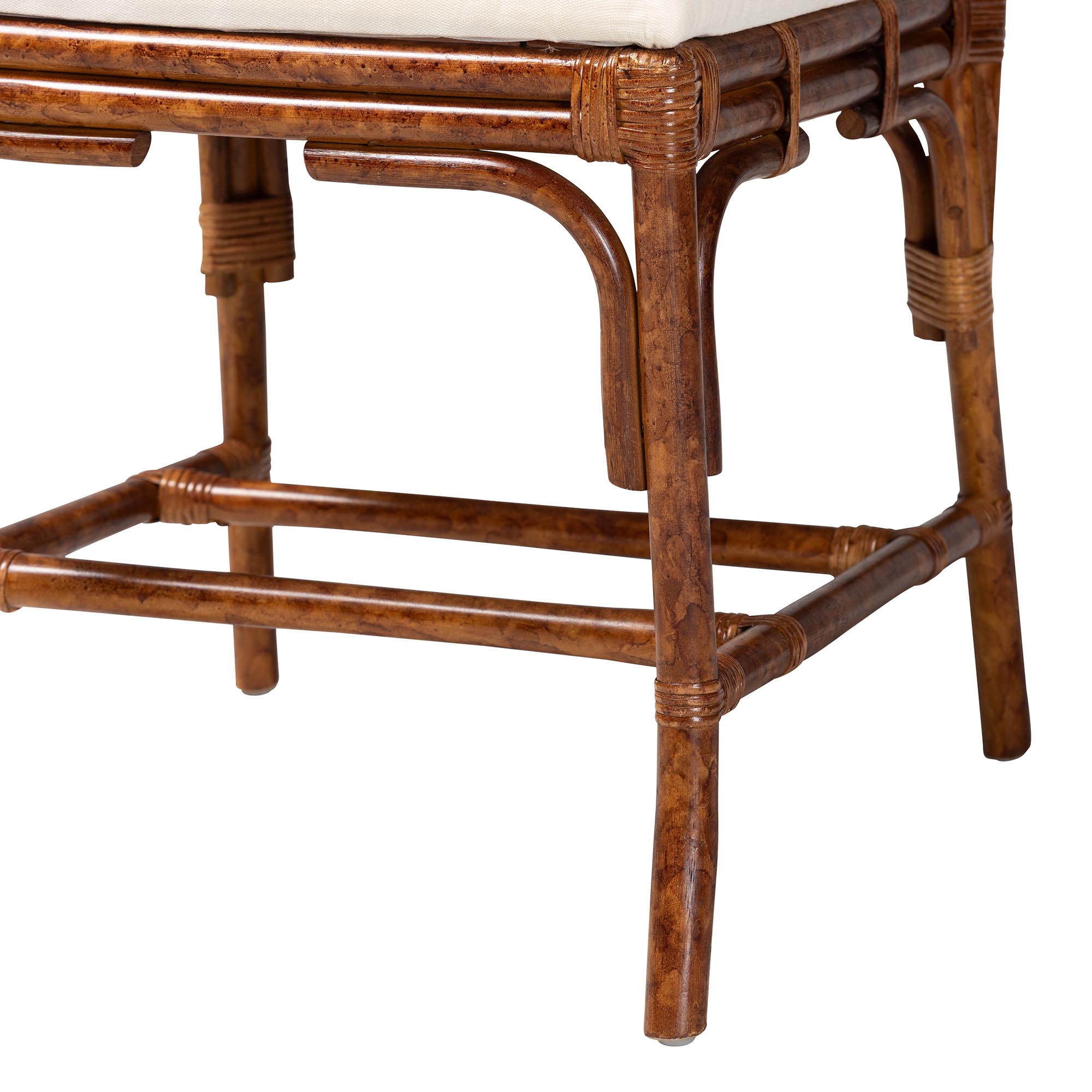 bali & pari Esmery Marbled Tortoise Natural Rattan Dining Chair - Handcrafted Wicker Side Chair with Crisscross Back, Boho Coastal Seating for Dining Room or Kitchen