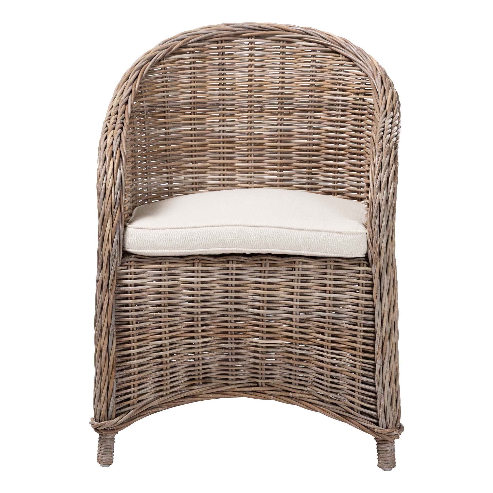 bali & pari Amanda Natural Rattan Armchair - Handwoven Wicker Barrel Chair with Removable Cushion, Coastal Boho Style Accent Seating