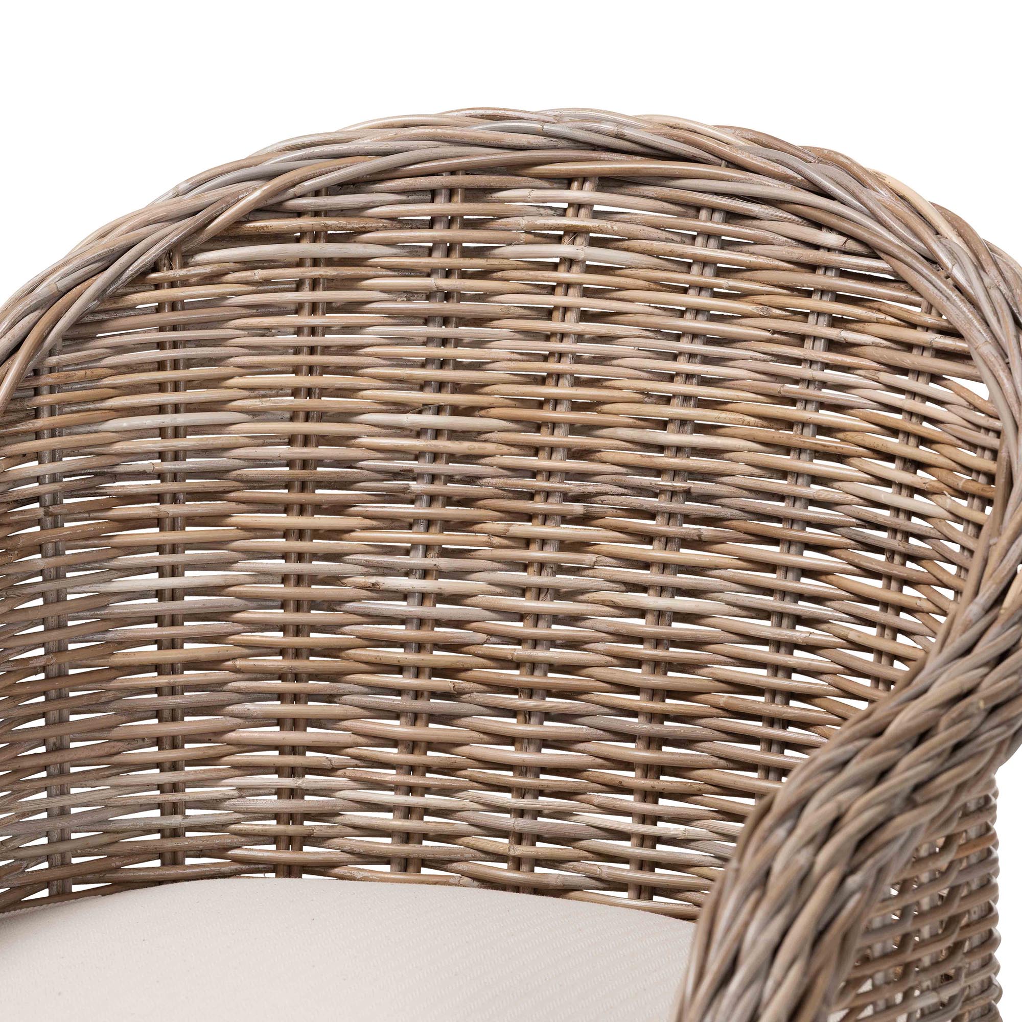 bali & pari Amanda Natural Rattan Armchair - Handwoven Wicker Barrel Chair with Removable Cushion, Coastal Boho Style Accent Seating