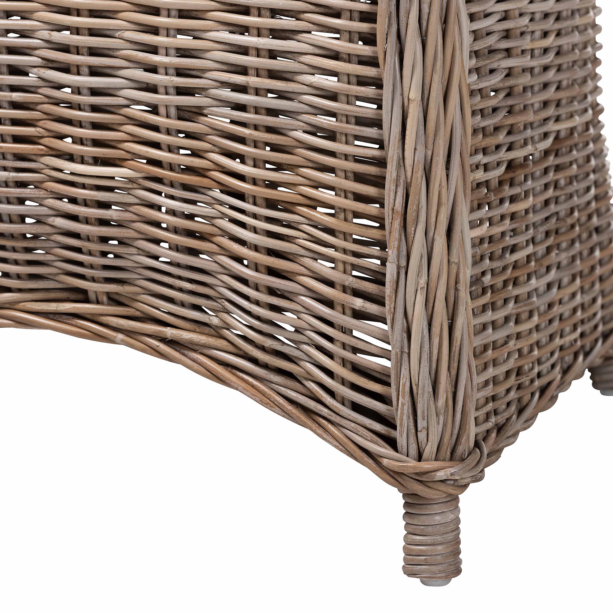 bali & pari Amanda Natural Rattan Armchair - Handwoven Wicker Barrel Chair with Removable Cushion, Coastal Boho Style Accent Seating