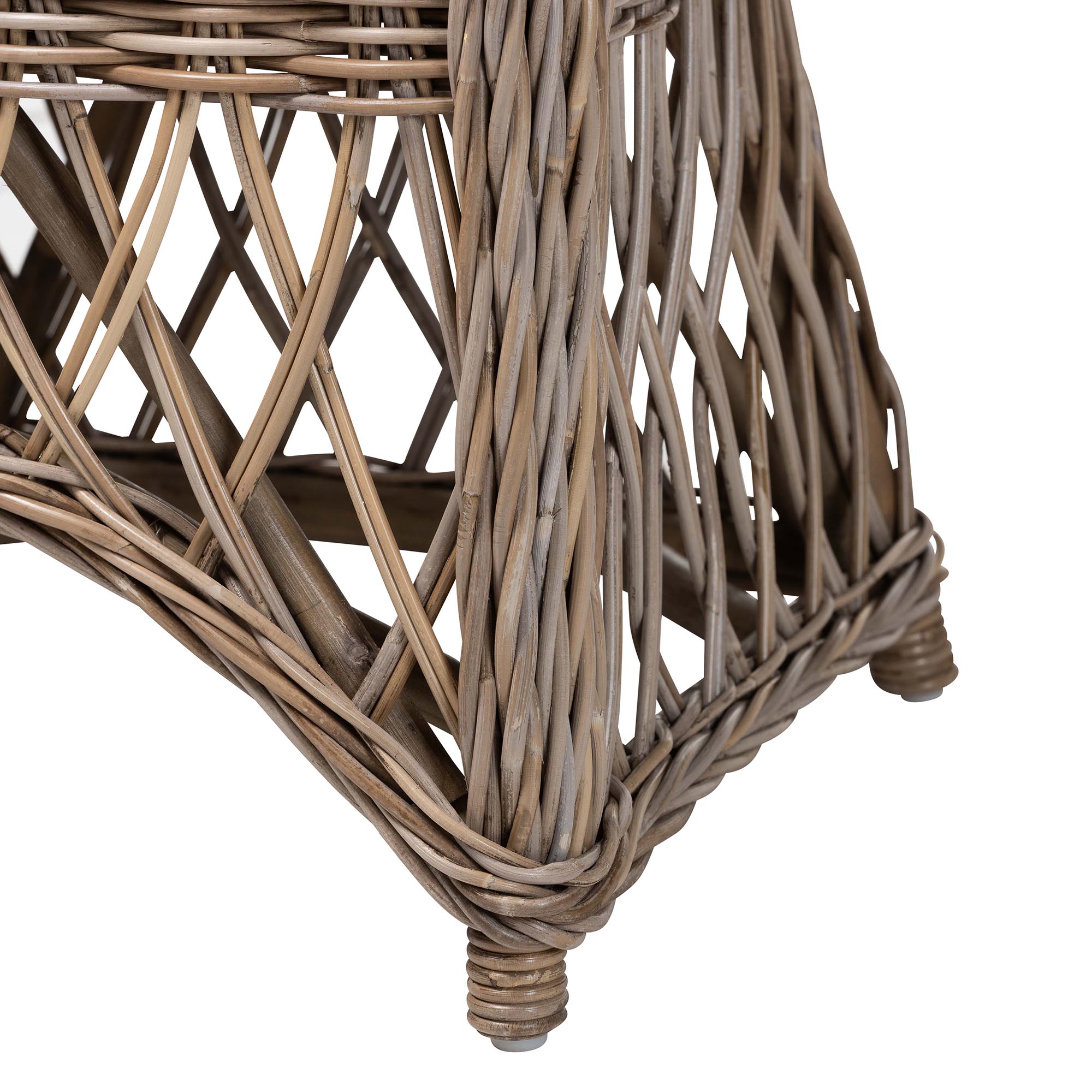 bali & pari Debra Natural Rattan Armchair - Handwoven Open-Weave Wicker Armchair with Curved Silhouette & Removable Cushion, Coastal Boho Style Seating
