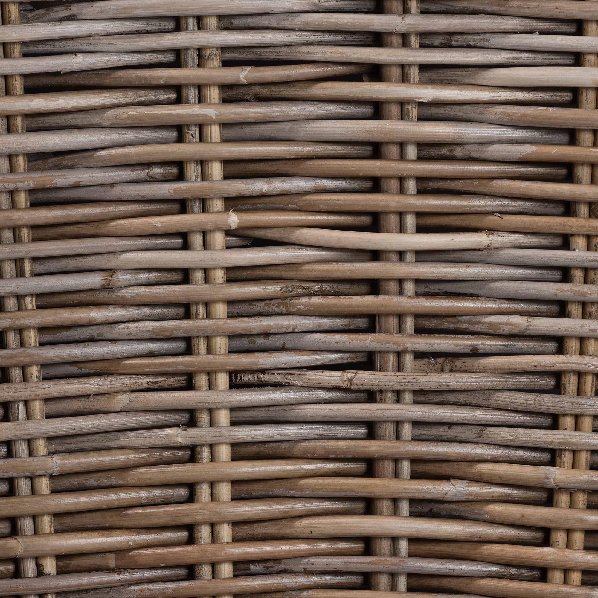 bali & pari Debra Natural Rattan Armchair - Handwoven Open-Weave Wicker Armchair with Curved Silhouette & Removable Cushion, Coastal Boho Style Seating