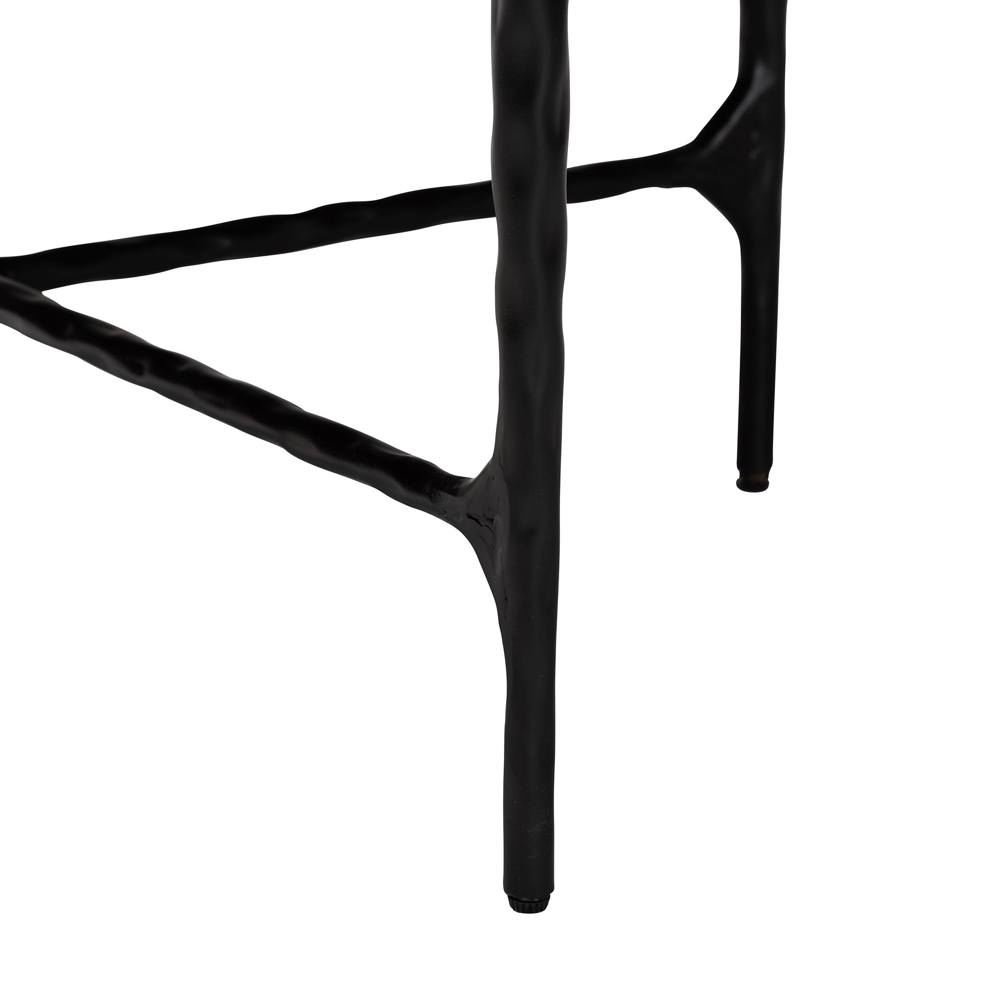 Baxton Studio Akanji Marble Coffee Table - Modern Rustic Accent Table with Hand-Forged Metal Frame for Living Room or Seating Areas, Round