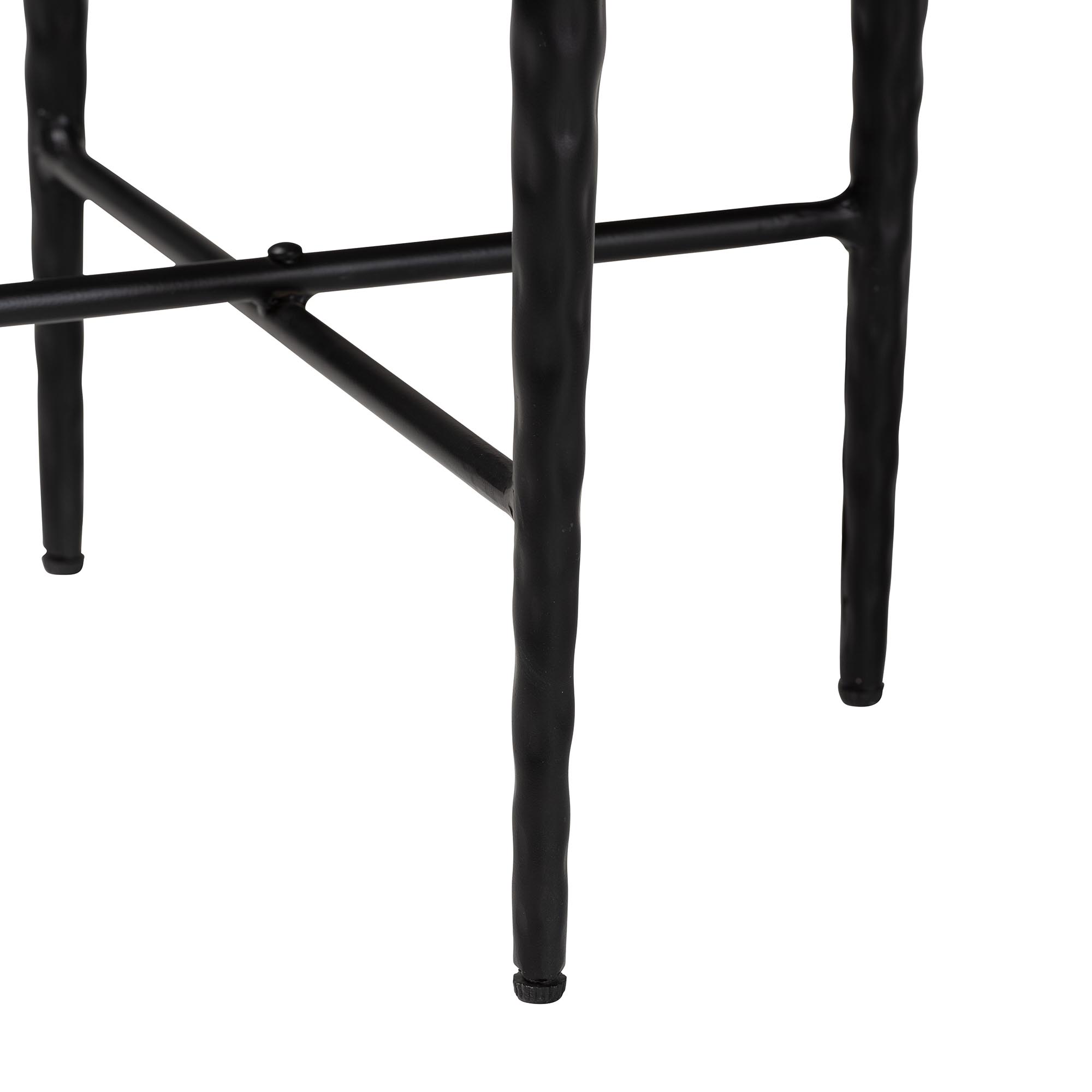 Baxton Studio Caledon Marble Side Table - Modern Rustic Accent Table with Hand-Forged Metal Frame for Living Room or Seating Areas, Round