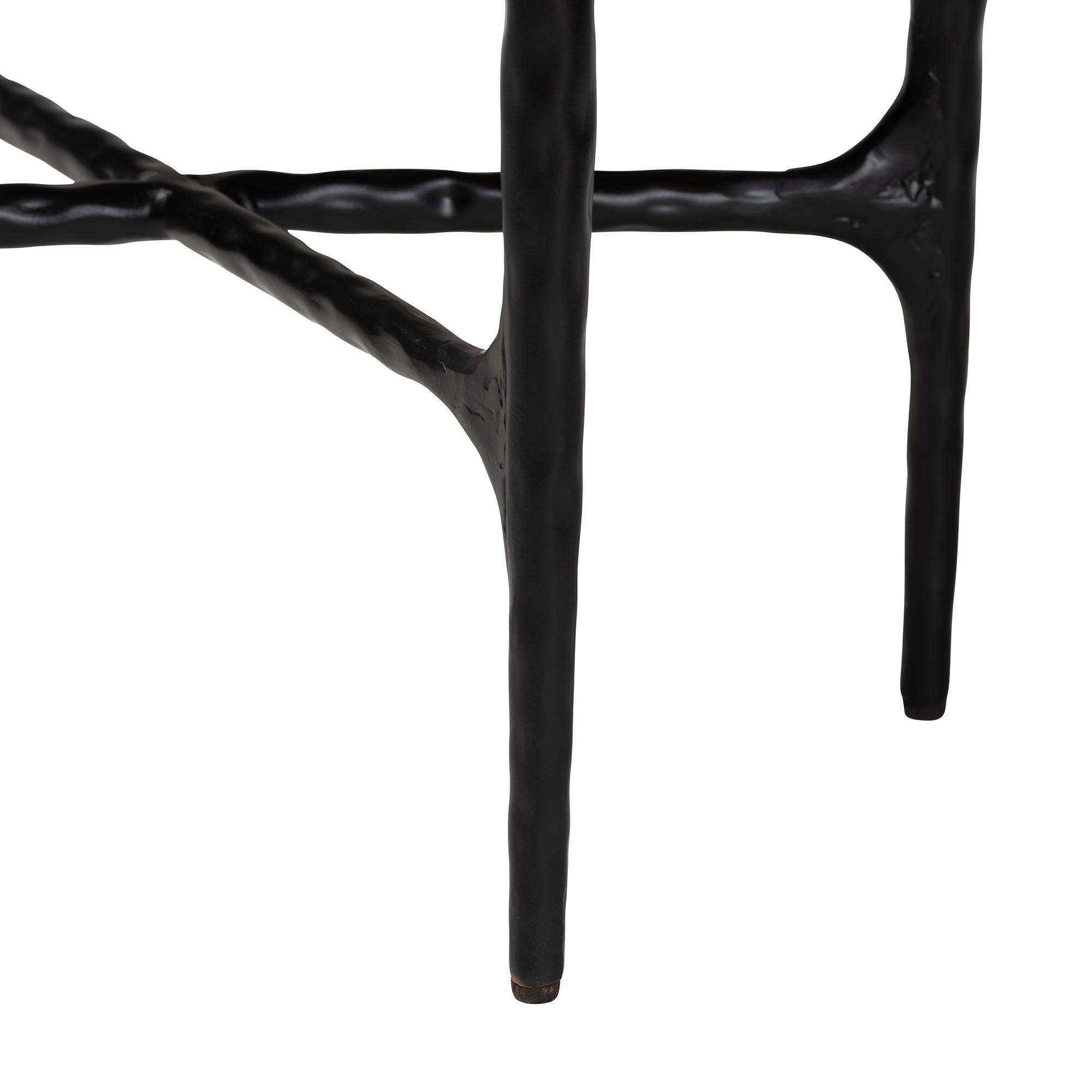 Baxton Studio Akanji Marble End Table - Modern Rustic Accent Table with Hand-Forged Metal Frame for Living Room or Seating Areas, Rectangle