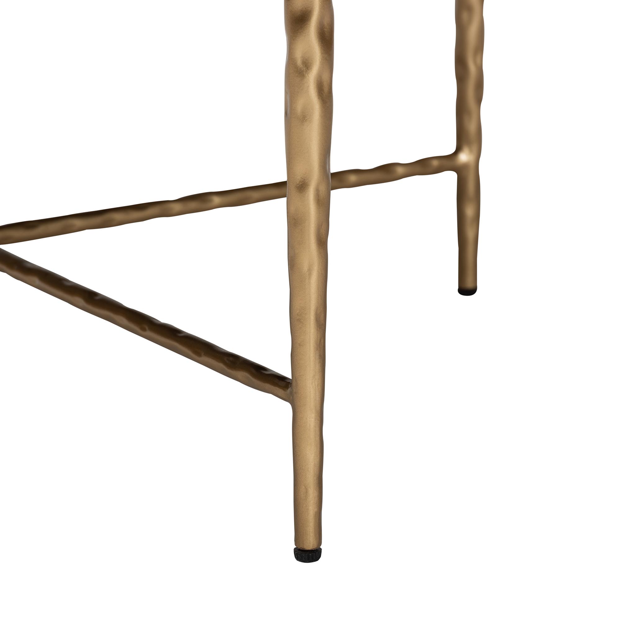 Baxton Studio Fumiye Cocktail Ottoman - Modern Rustic Accent Stool with Hand-Forged Metal Frame and Upholstered Seat for Living Room or Sitting Room, Round 30"