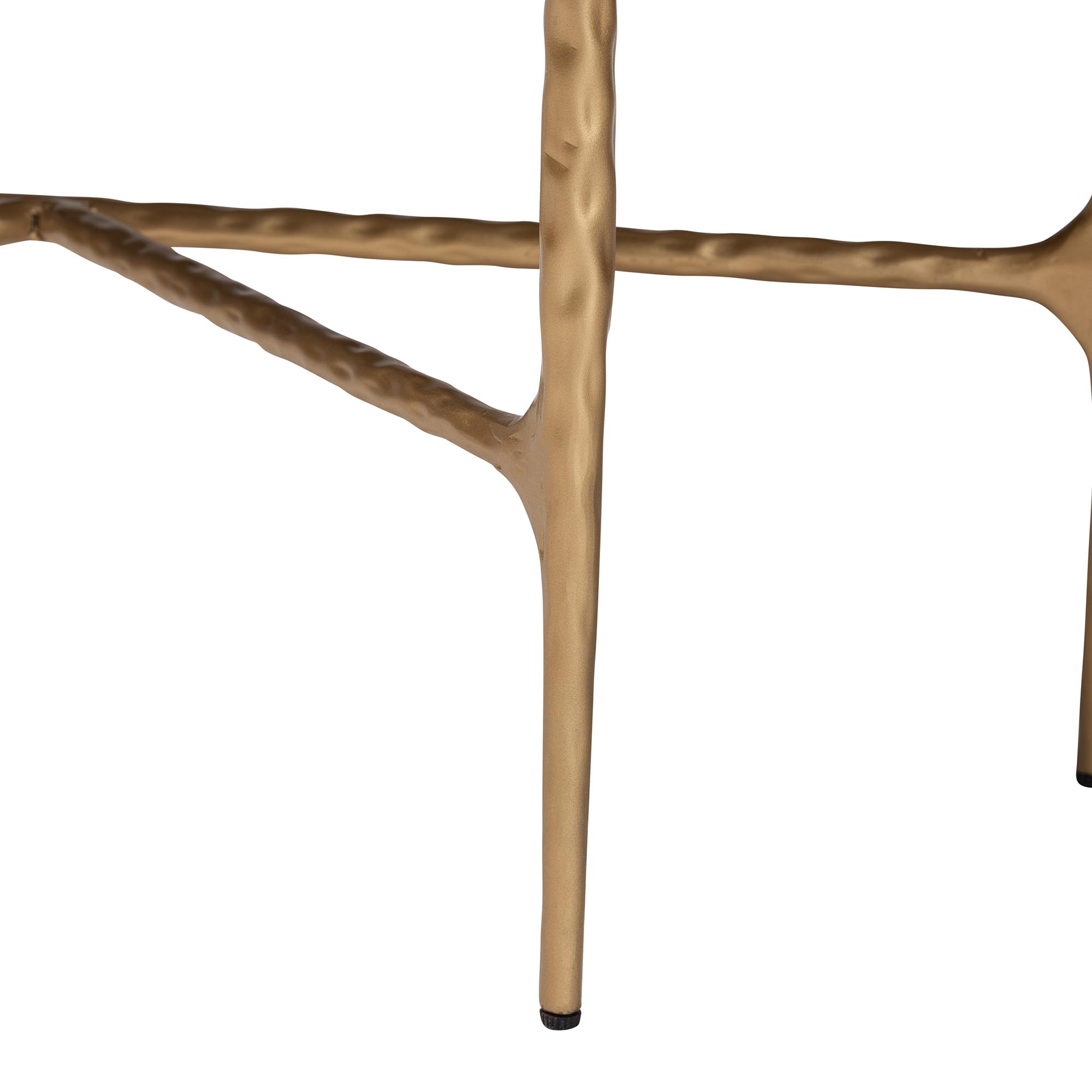 Baxton Studio Akanji Marble Console Table - Modern Rustic Accent Table with Hand-Forged Metal Frame and Half-Moon Tabletop