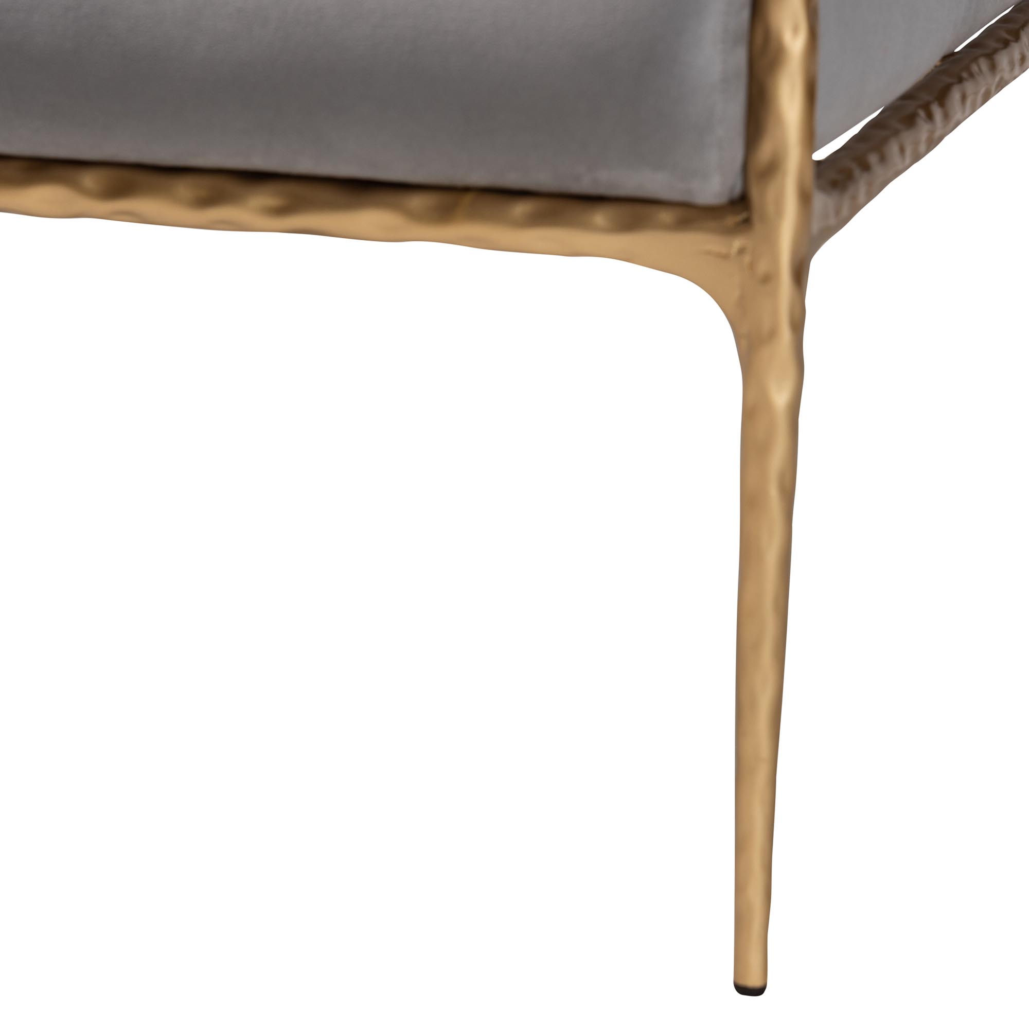 Baxton Studio Ilmari Velvet Lounge Chair with Track Arms - Modern Rustic Armchair with Hand-Forged Metal Frame for Living Room or Lounge