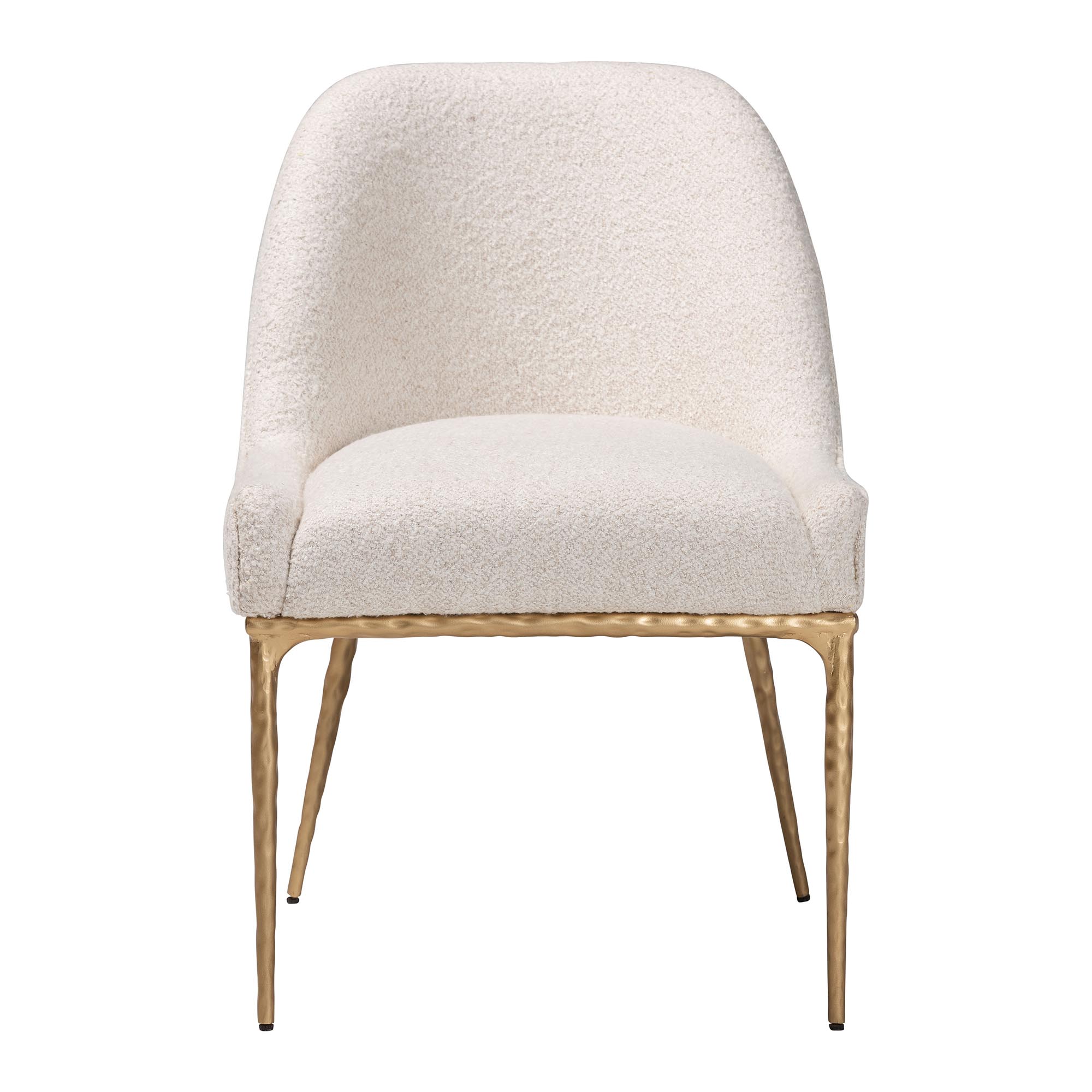Baxton Studio Nalima Dining Chair - Modern Boucle Accent Side Chair with Hand-Forged Metal Frame and Wingback Seat