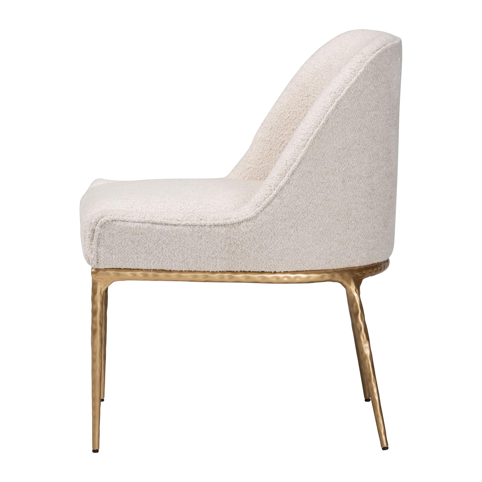 Baxton Studio Nalima Dining Chair - Modern Boucle Accent Side Chair with Hand-Forged Metal Frame and Wingback Seat