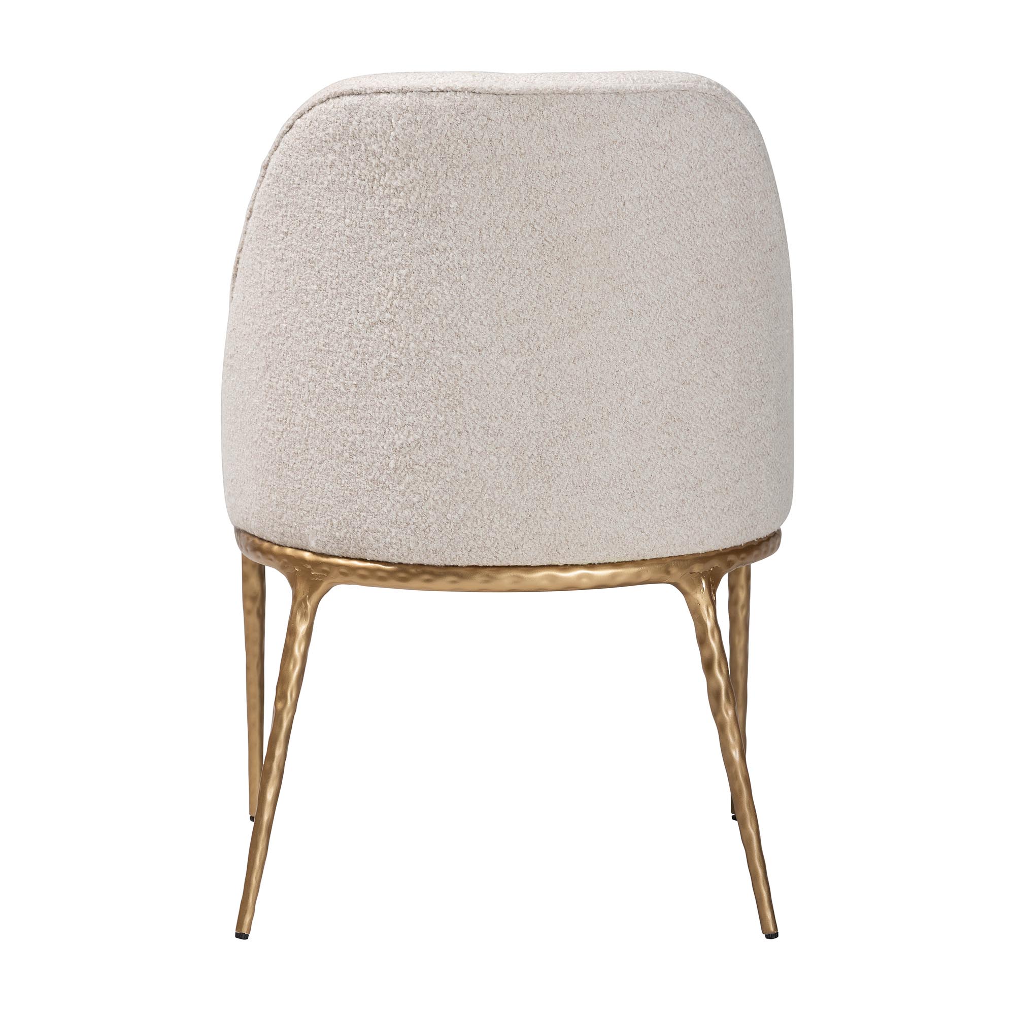 Baxton Studio Nalima Dining Chair - Modern Boucle Accent Side Chair with Hand-Forged Metal Frame and Wingback Seat