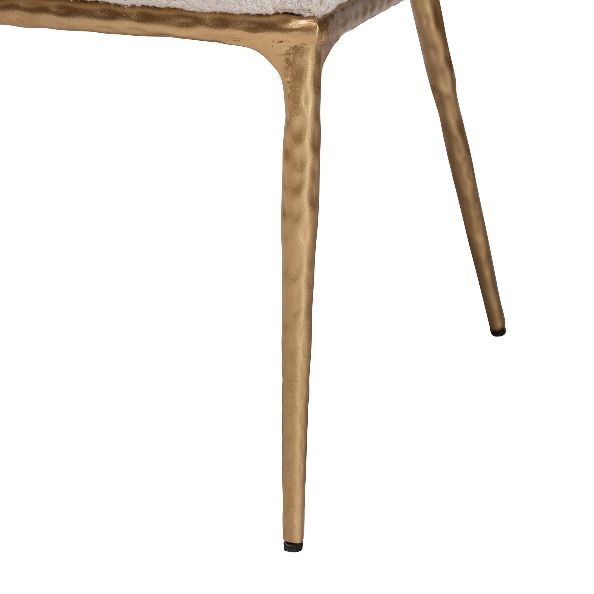 Baxton Studio Nalima Dining Chair - Modern Boucle Accent Side Chair with Hand-Forged Metal Frame and Wingback Seat