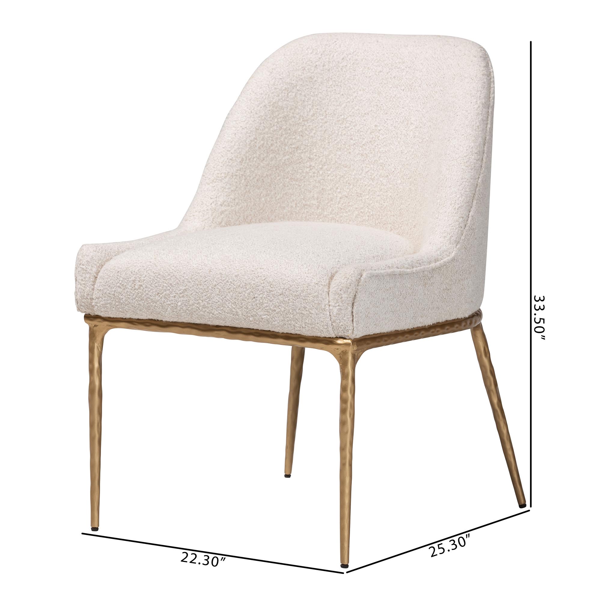 Baxton Studio Nalima Dining Chair - Modern Boucle Accent Side Chair with Hand-Forged Metal Frame and Wingback Seat
