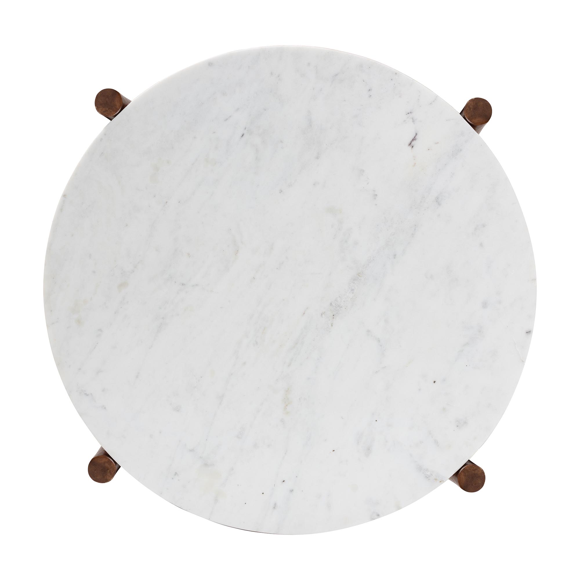 Baxton Studio Quindalyn Round Marble Coffee Table - Modern Accent Table with Mango Wood Frame and Open Shelf Storage for Living Room or Seating Areas