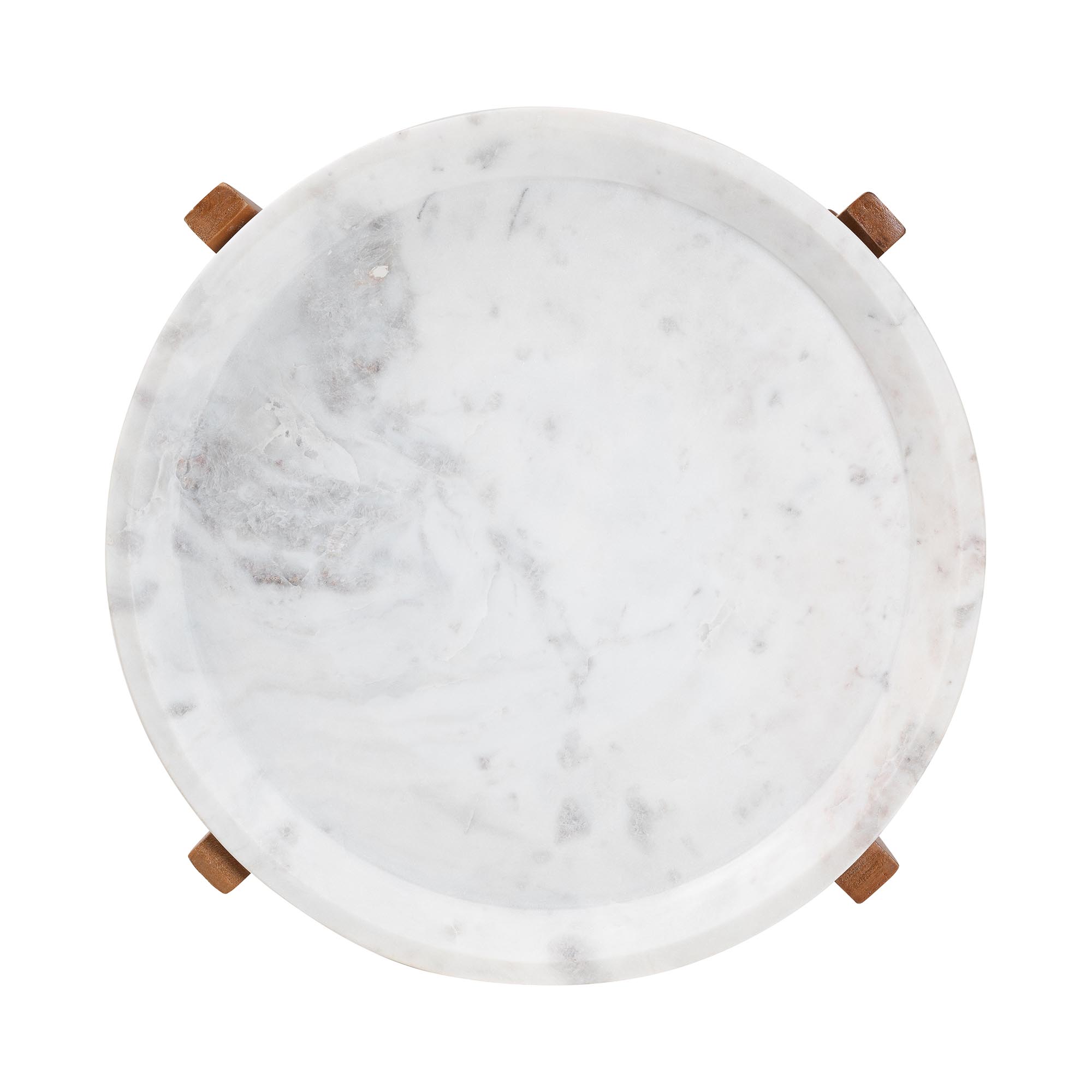 Baxton Studio Phaedra Round Marble End Table - Modern Accent Table with Mango Wood Frame and Tray Tabletop for Living Room or Seating Area