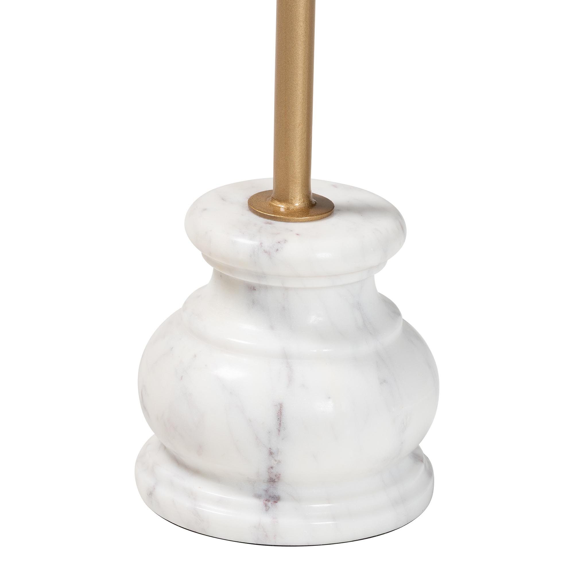 Baxton Studio Gezana Drink Table with Marble Base - Compact Pedestal Accent Table with Clover Tray Top for Living Room or Sofa Side