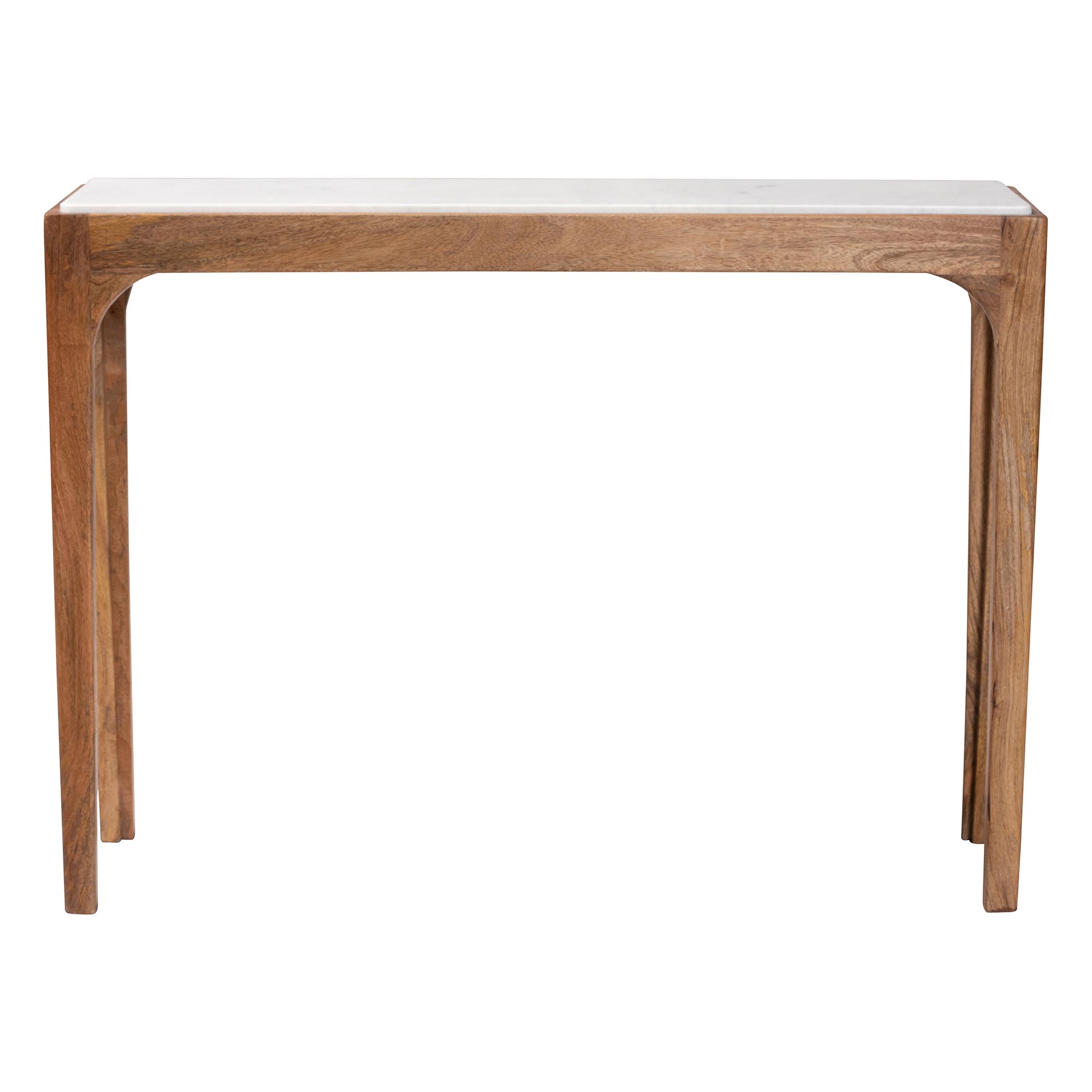 Baxton Studio Lluvia Slim Marble Console Table - Modern Accent Table with Mango Wood Frame for Entryway, Hallway, or Living Room