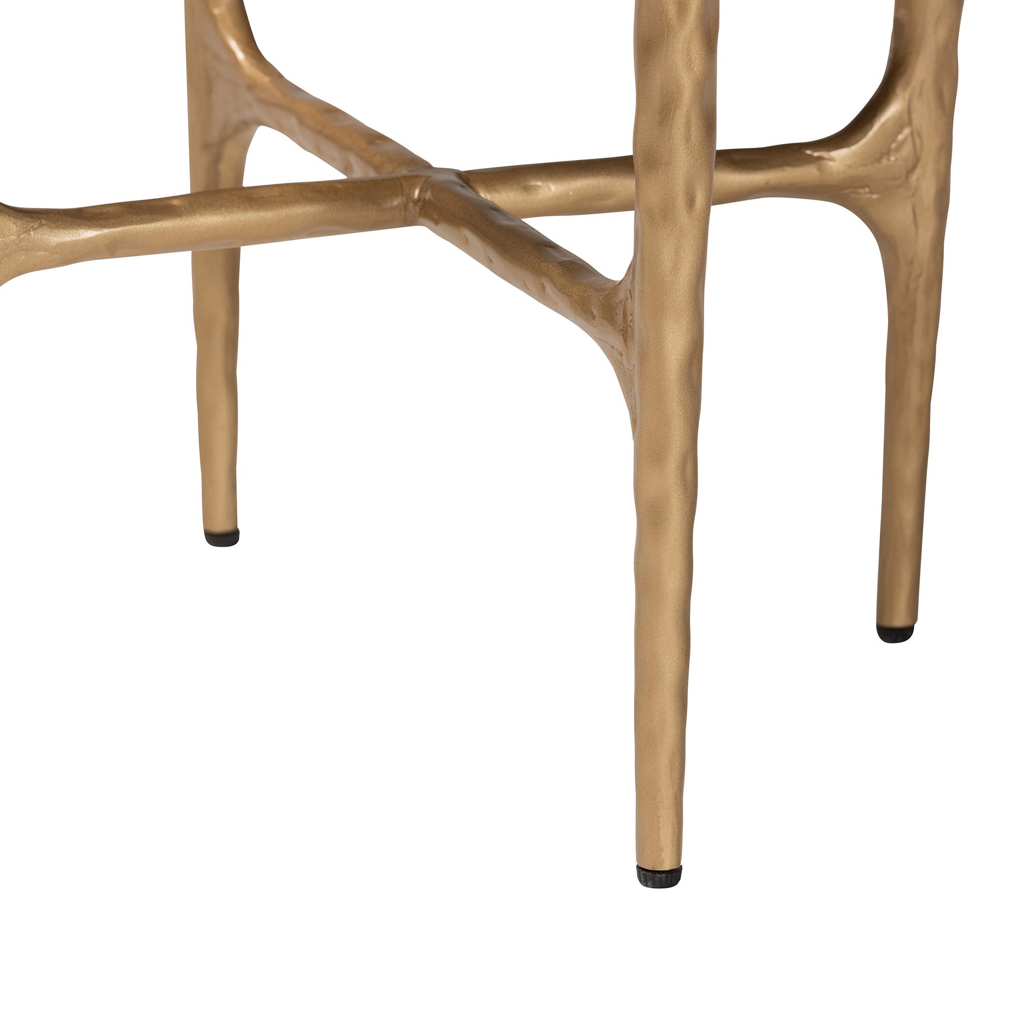 Baxton Studio Akanji Marble End Table - Modern Rustic Accent Table with Hand-Forged Metal Frame for Living Room or Seating Areas, Round