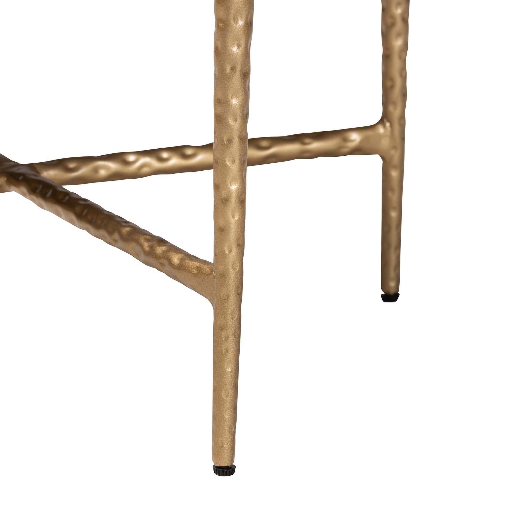 Baxton Studio Fumiye Ottoman Footstool - Modern Rustic Accent Stool with Hand-Forged Metal Frame and Upholstered Seat for Living Room or Sitting Room, Rectangle 18"