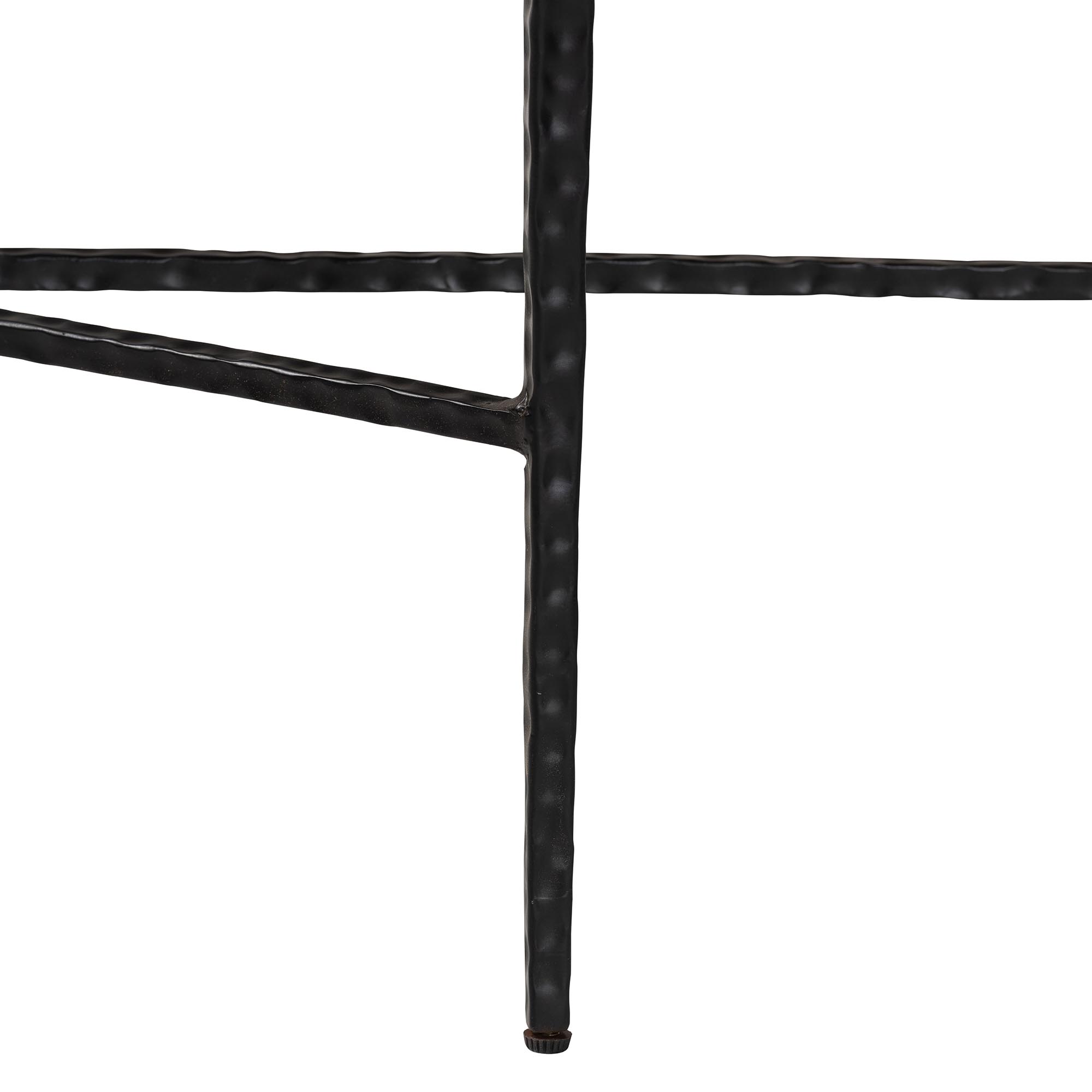 Baxton Studio Caledon Marble Console Table - Modern Rustic Accent Table with Hand-Forged Metal Frame and Half-Moon Tabletop
