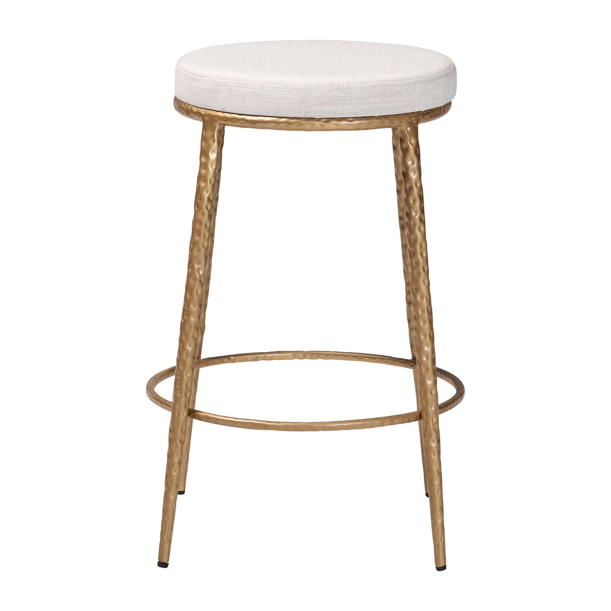 Baxton Studio Jessa Counter Stool - Modern Rustic Backless Stool with Hand-Forged Metal Frame and Integrated Footrest for Kitchen Island or Lounge
