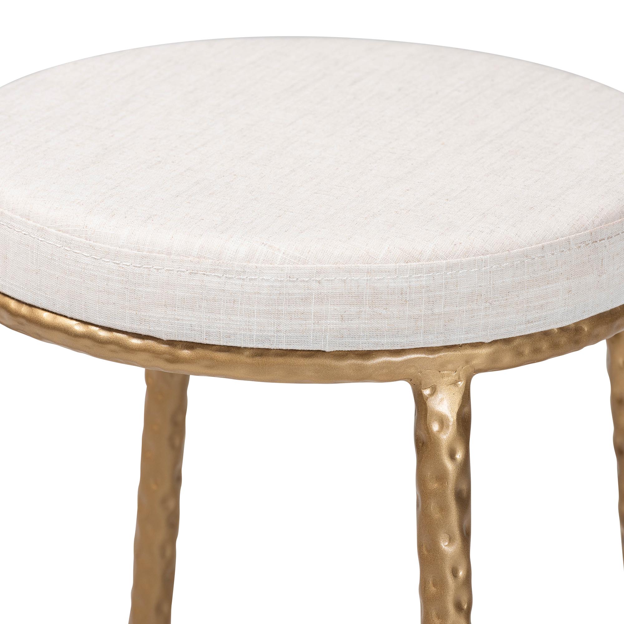 Baxton Studio Jessa Counter Stool - Modern Rustic Backless Stool with Hand-Forged Metal Frame and Integrated Footrest for Kitchen Island or Lounge
