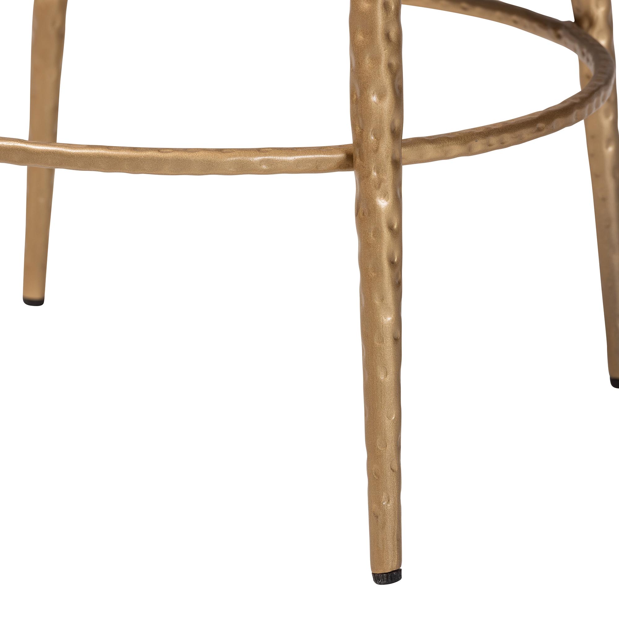 Baxton Studio Jessa Counter Stool - Modern Rustic Backless Stool with Hand-Forged Metal Frame and Integrated Footrest for Kitchen Island or Lounge
