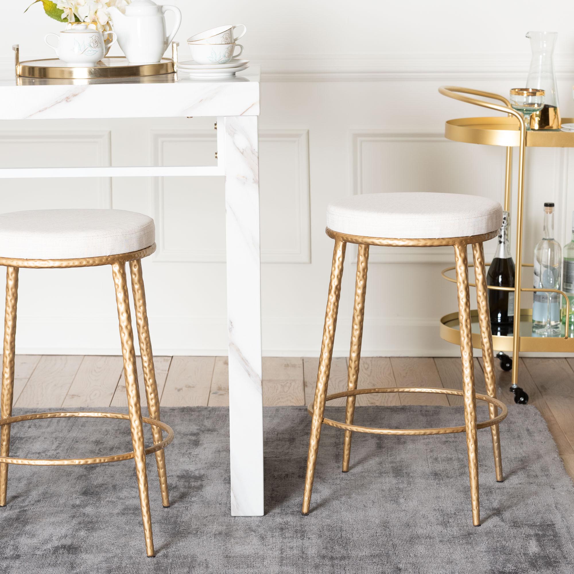 Baxton Studio Jessa Counter Stool - Modern Rustic Backless Stool with Hand-Forged Metal Frame and Integrated Footrest for Kitchen Island or Lounge