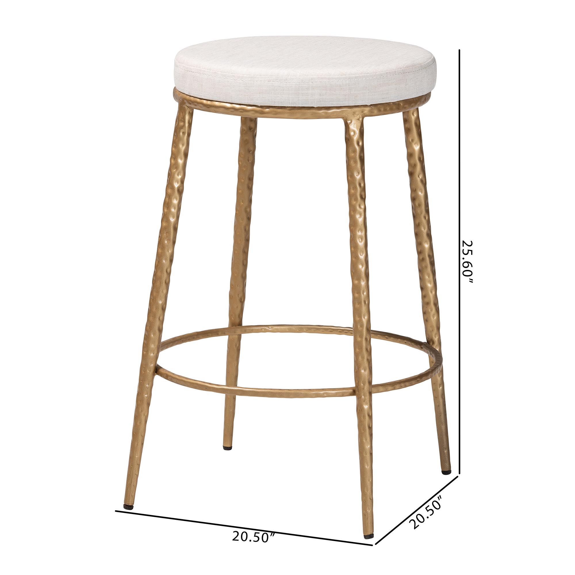 Baxton Studio Jessa Counter Stool - Modern Rustic Backless Stool with Hand-Forged Metal Frame and Integrated Footrest for Kitchen Island or Lounge