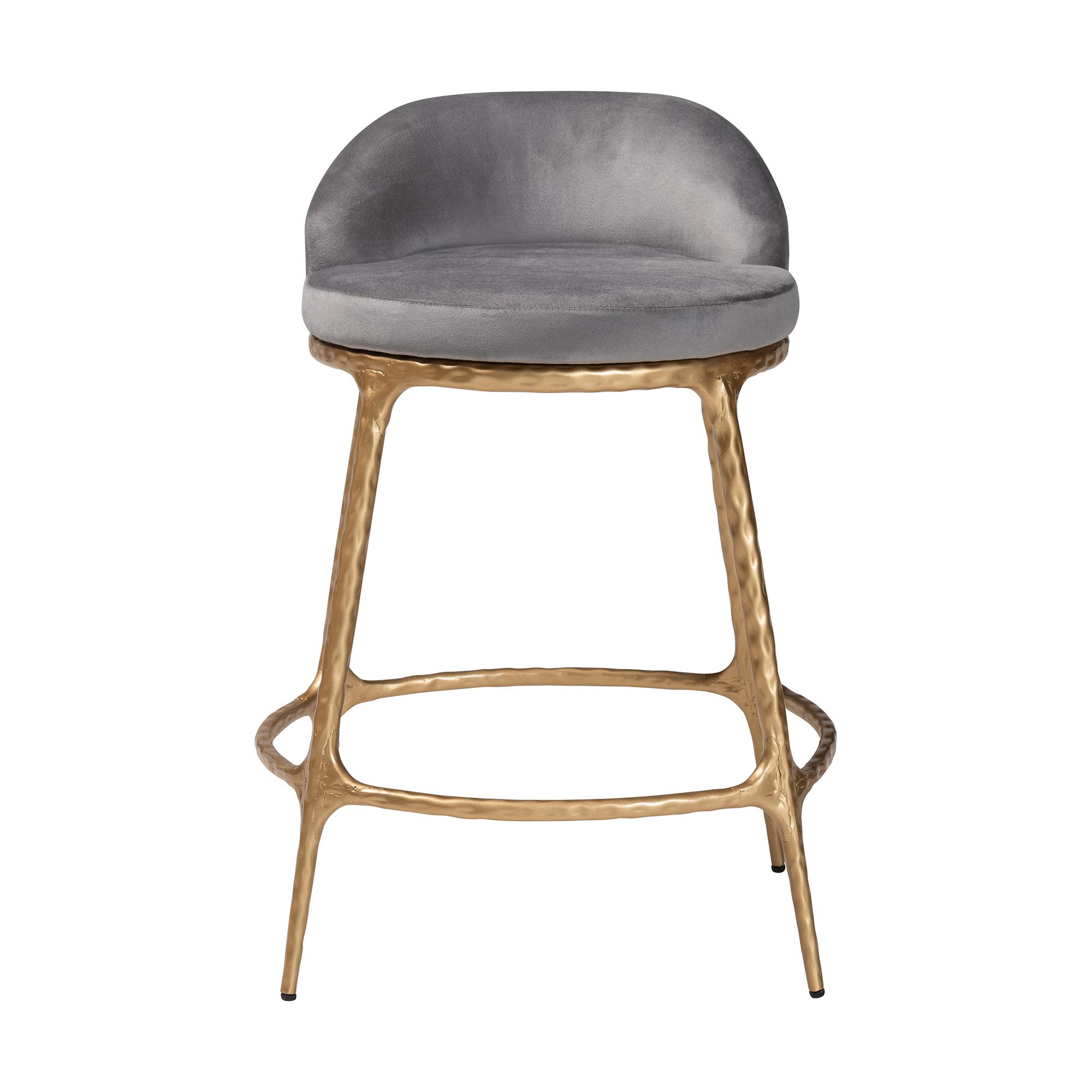 Baxton Studio Aarush Counter Stool - Modern Rustic Seating with Hand-Forged Metal Frame and Low Back for Kitchen Island or Lounge