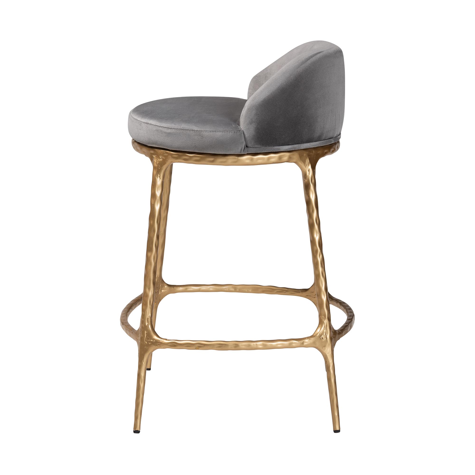 Baxton Studio Aarush Counter Stool - Modern Rustic Seating with Hand-Forged Metal Frame and Low Back for Kitchen Island or Lounge