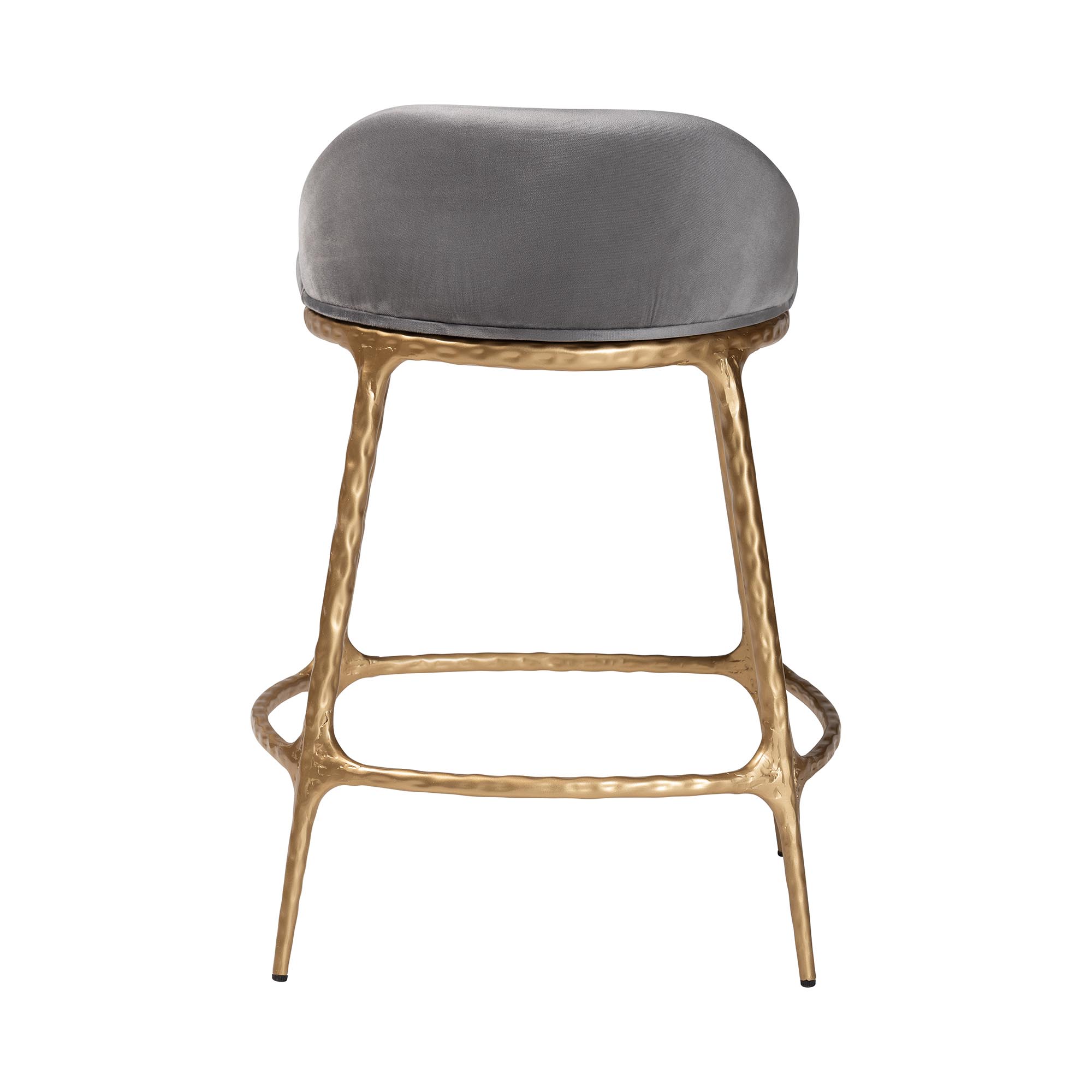 Baxton Studio Aarush Counter Stool - Modern Rustic Seating with Hand-Forged Metal Frame and Low Back for Kitchen Island or Lounge