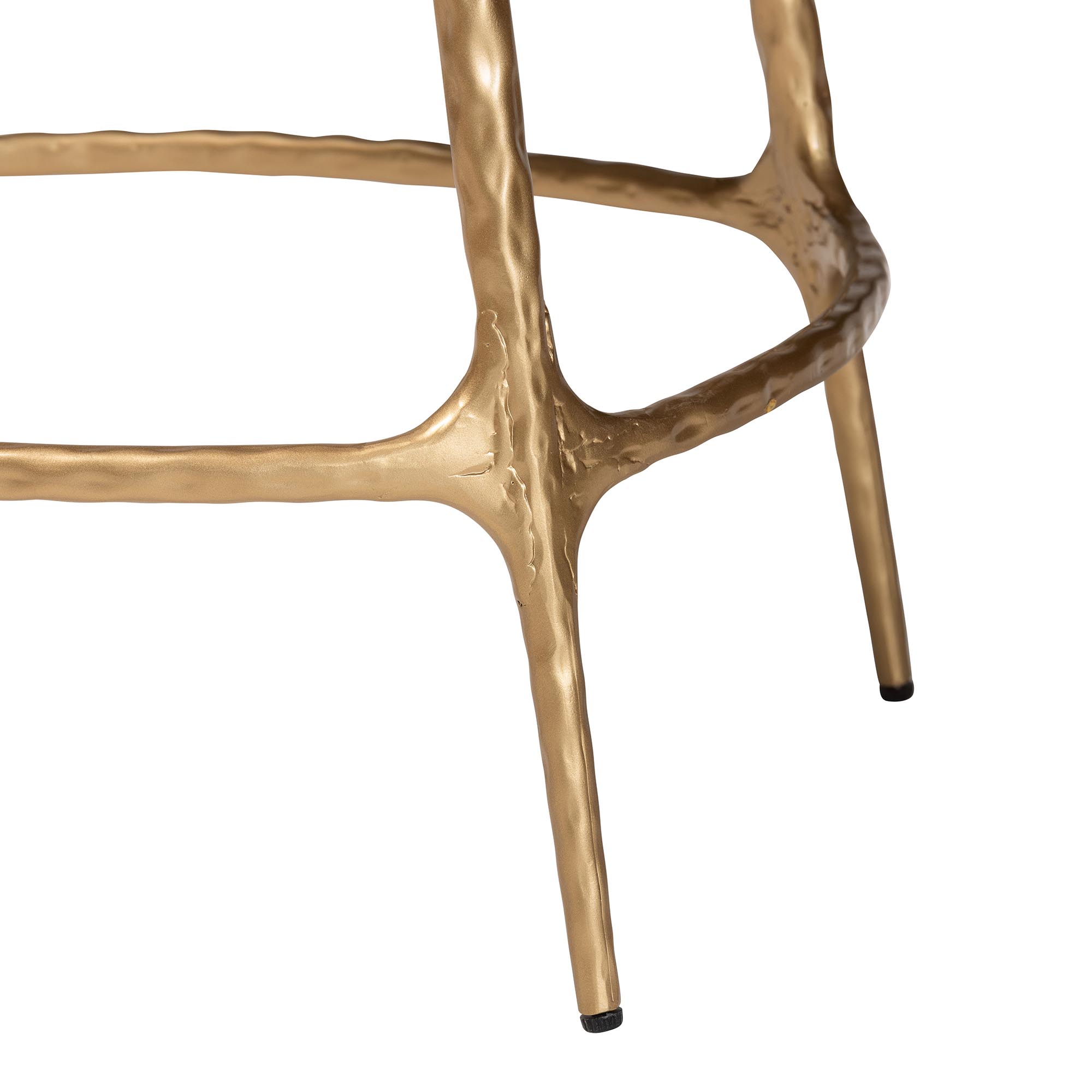 Baxton Studio Aarush Counter Stool - Modern Rustic Seating with Hand-Forged Metal Frame and Low Back for Kitchen Island or Lounge