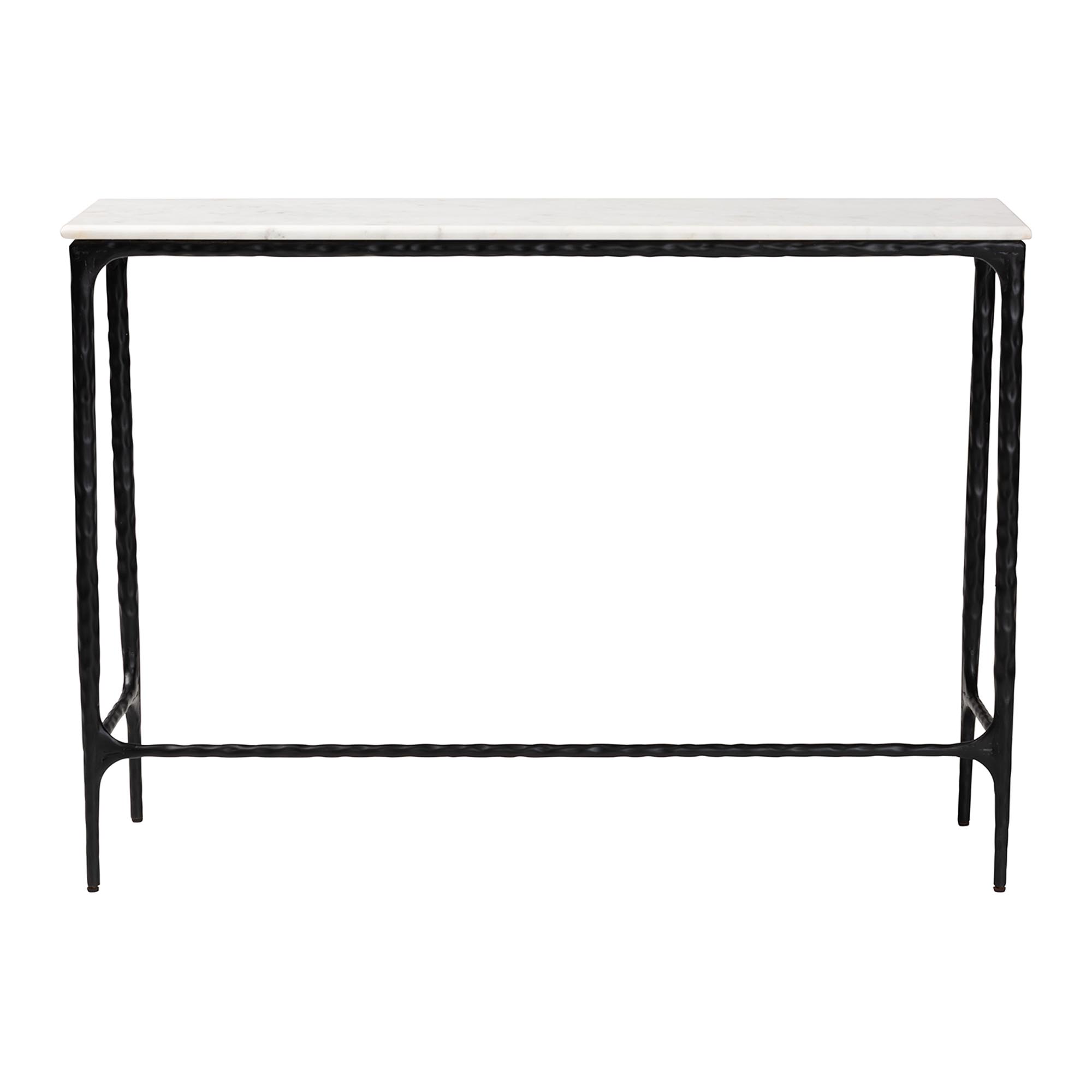 Baxton Studio Edsel Marble Console Table - Modern Rustic Accent Table with Hand-Forged Metal Frame for Living Room or Entryway, Rectangle
