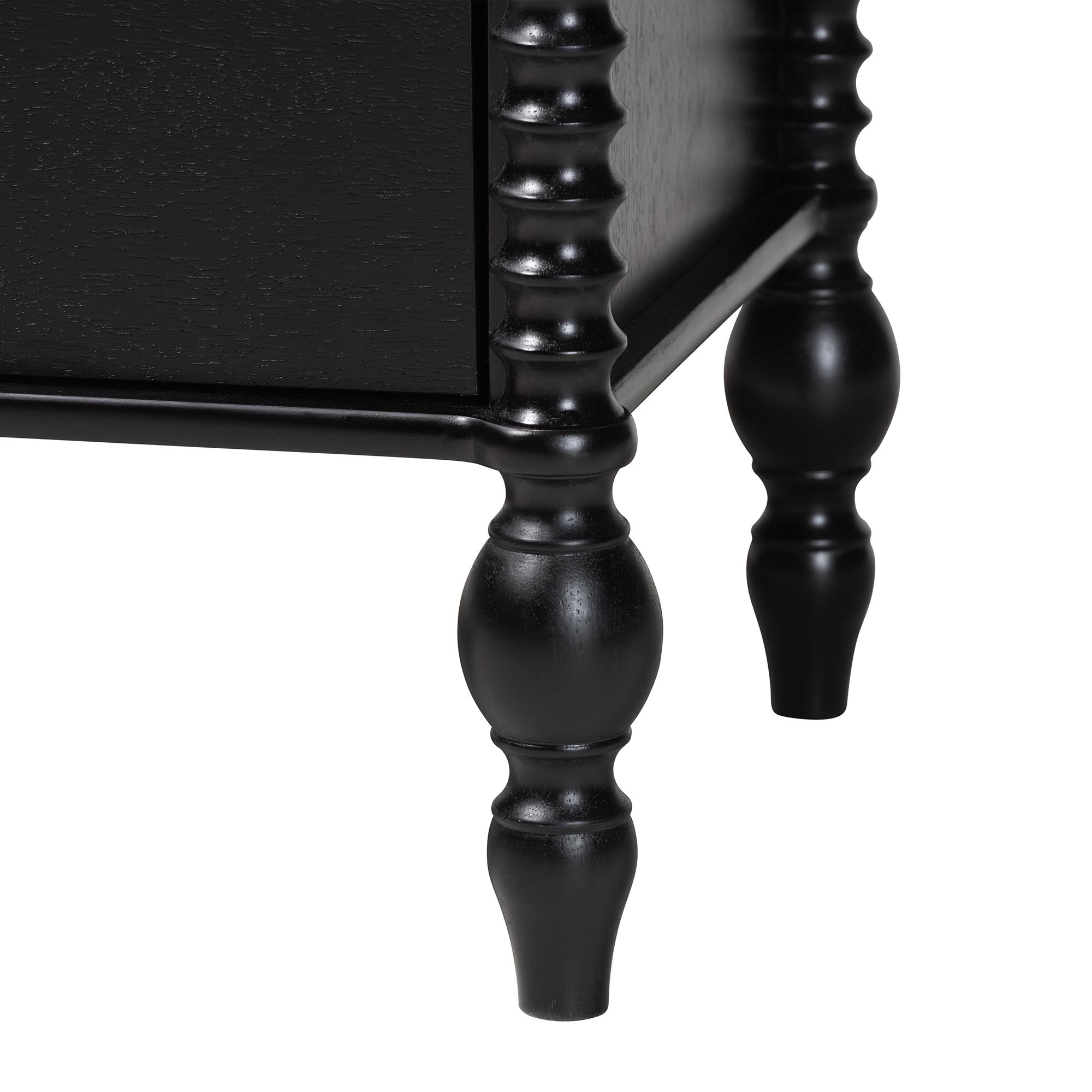 Baxton Studio Callison Spindle 4-Piece Bedroom Set - Farmhouse Platform Bed with Matching Dresser and 2-Drawer Nightstands, Black, Twin