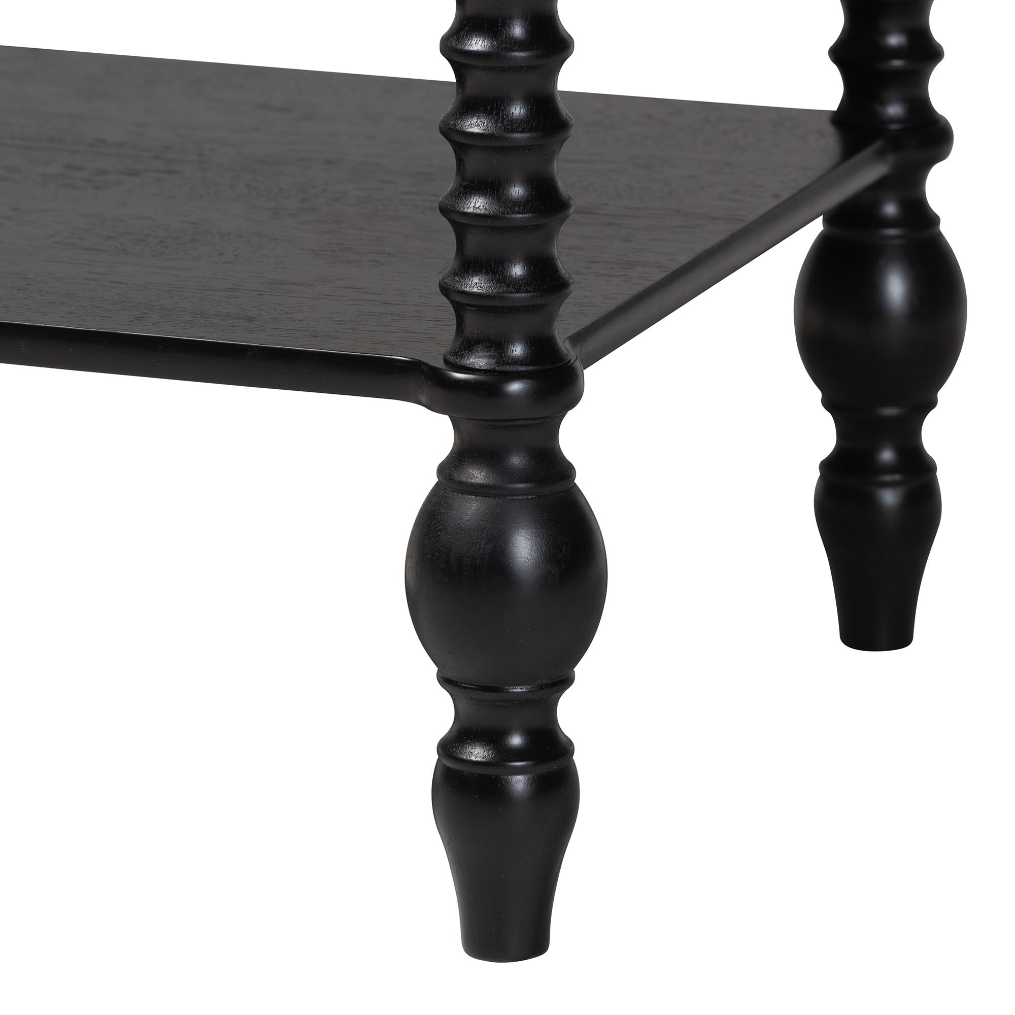 Baxton Studio Denita Spindle 4-Piece Bedroom Set - Farmhouse Platform Bed with Matching Dresser and 1-Drawer Nightstands, Black, Twin