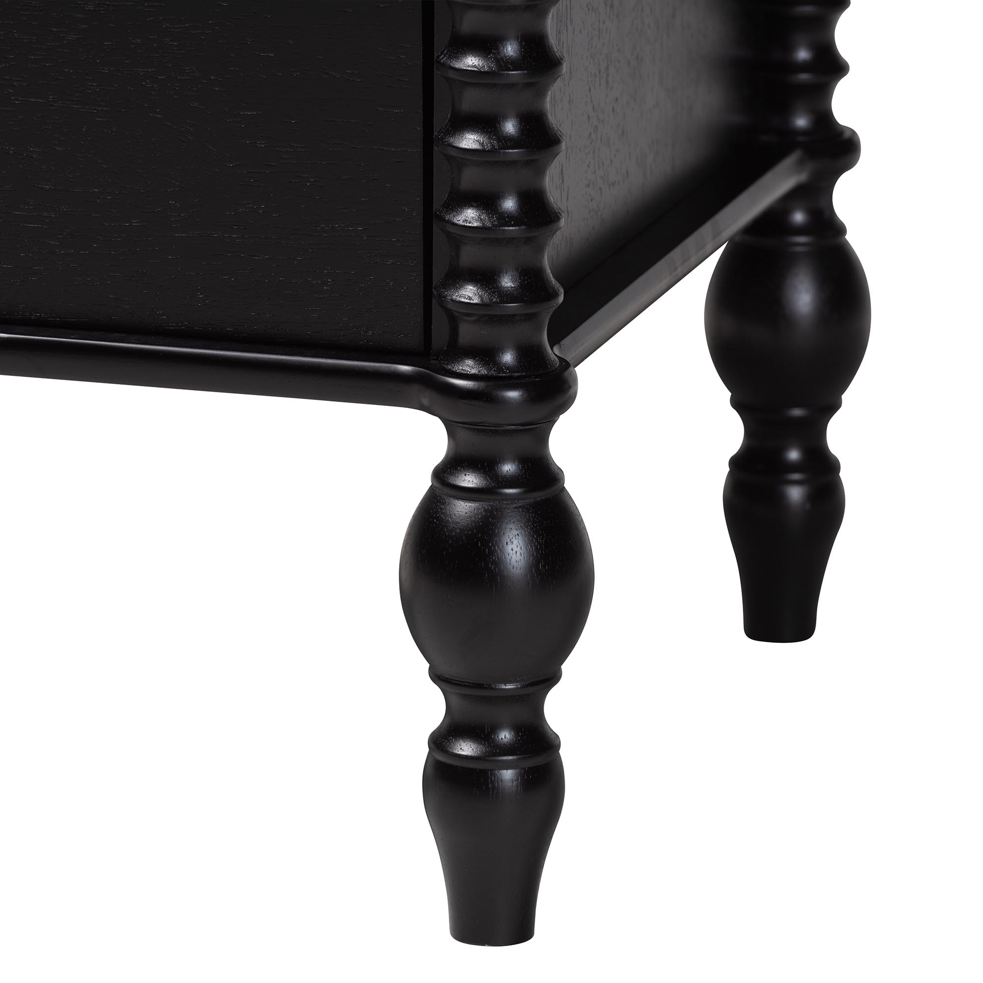 Baxton Studio Callison Spindle 4-Piece Bedroom Set - Farmhouse Platform Bed with Matching Dresser and 2-Drawer Nightstands, Black, Full