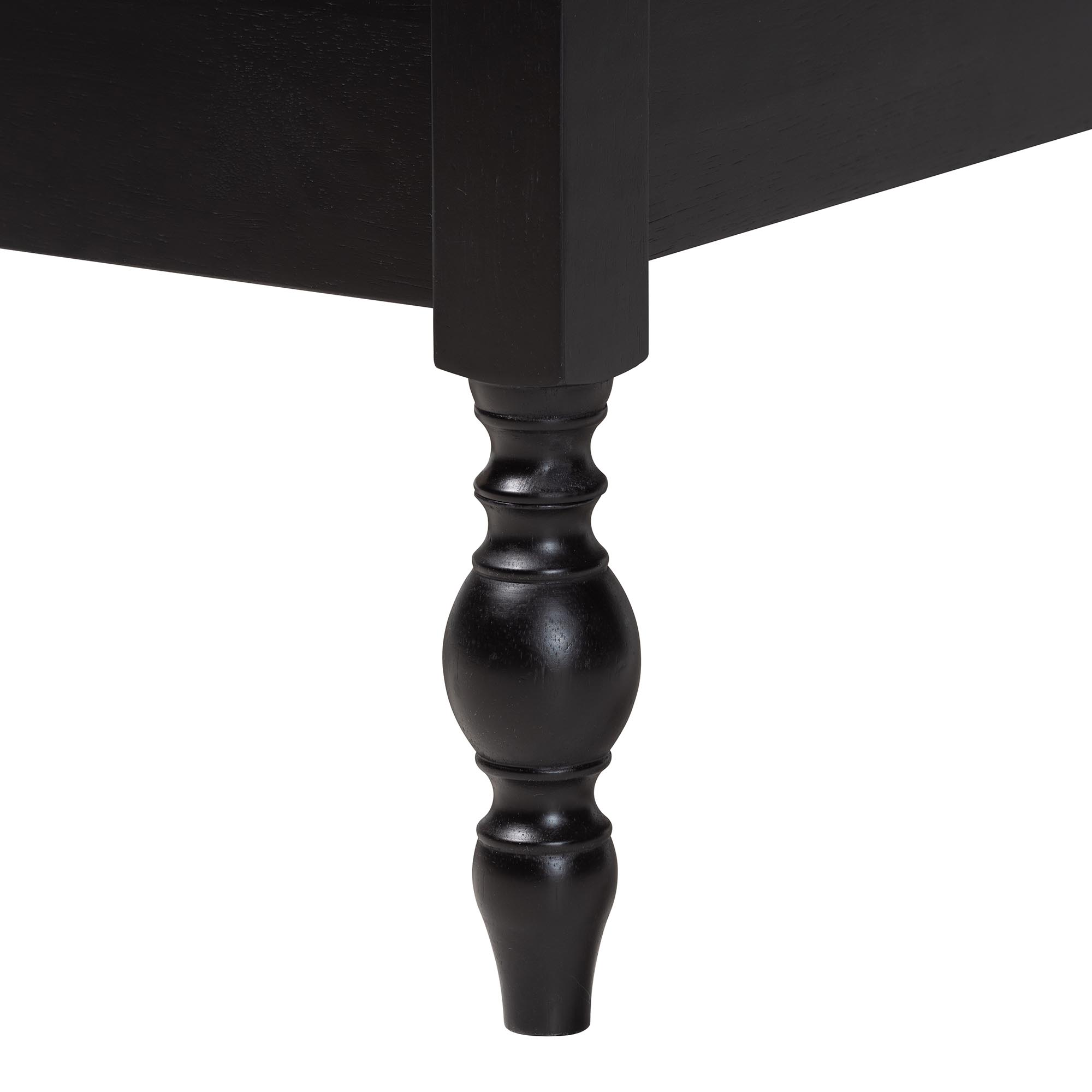 Baxton Studio Denita Spindle 4-Piece Bedroom Set - Farmhouse Platform Bed with Matching Dresser and 1-Drawer Nightstands, Black, Queen